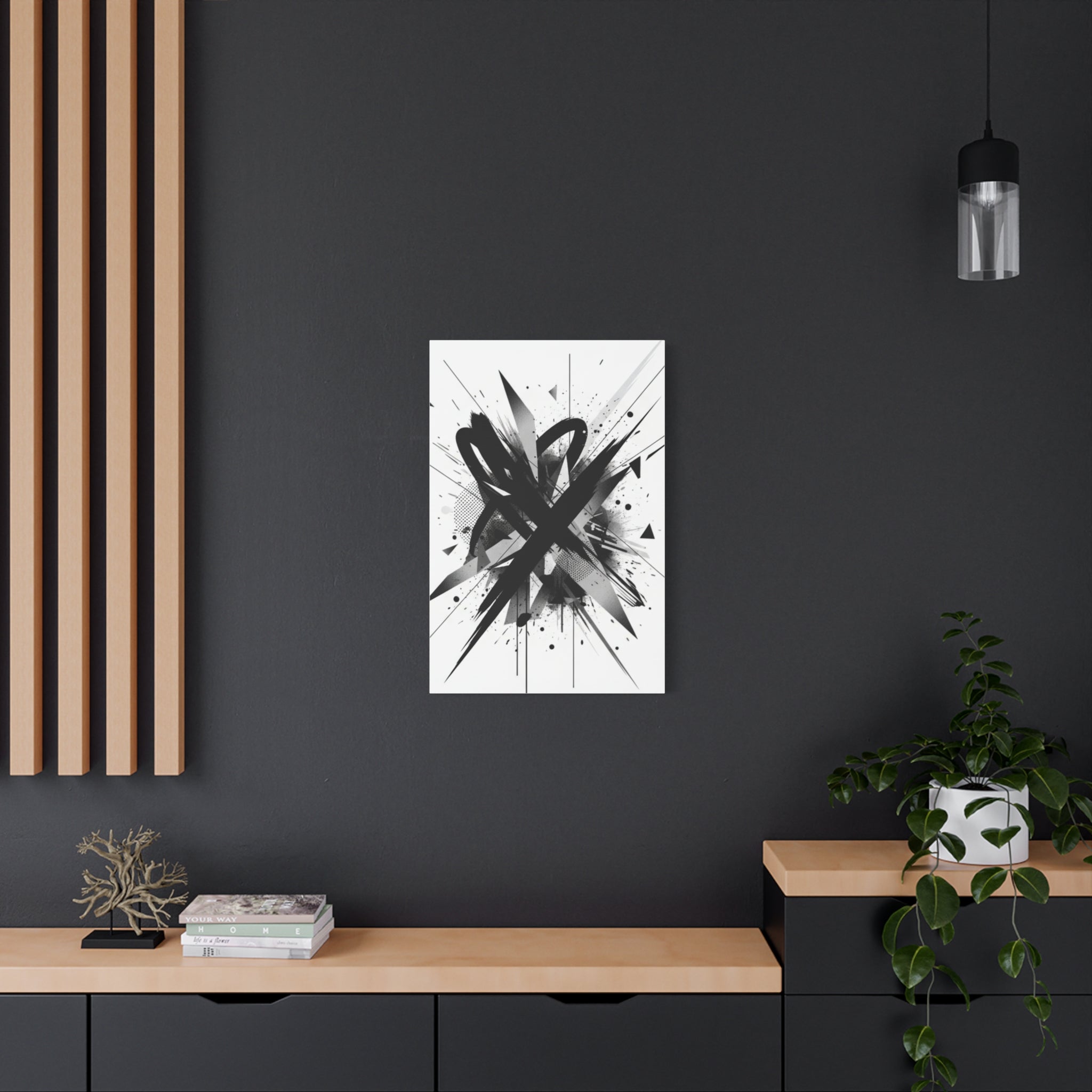 Abstract Black Brushstroke Canvas Wall Art — Modern Monochrome Home Decor
