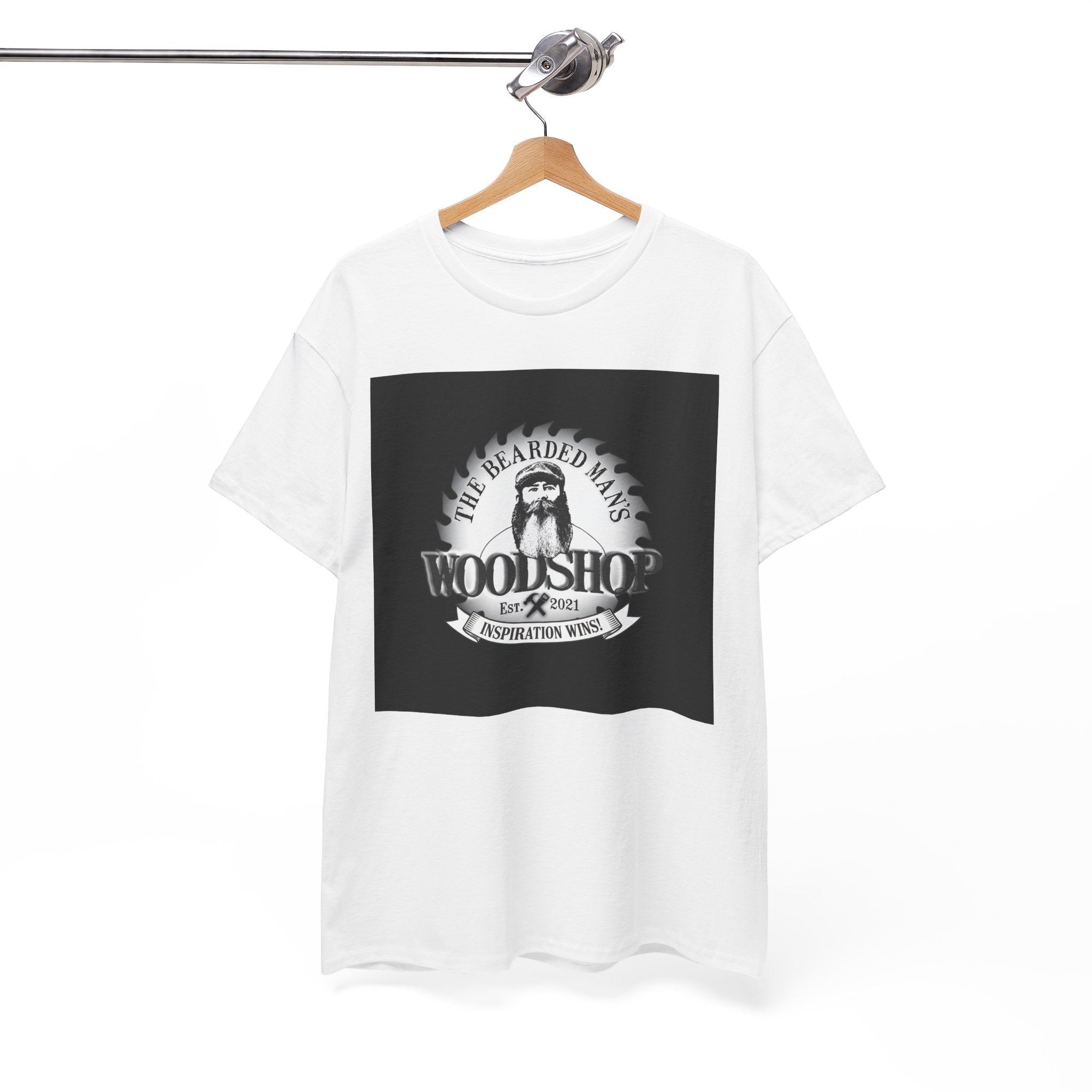 Bearded Man Woolshop T‑Shirt — Vintage Barber / Woolshop Logo Tee