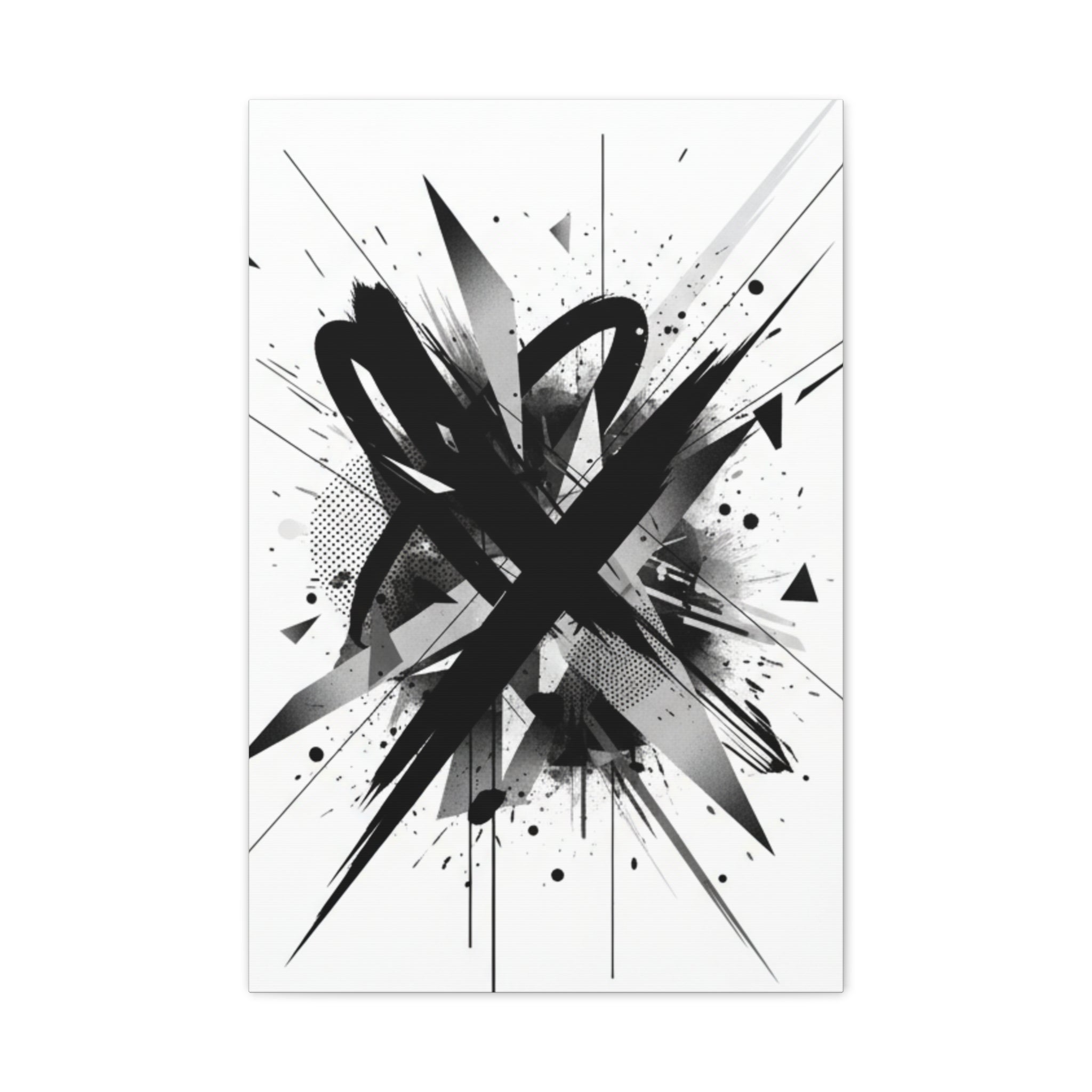 Abstract Black Brushstroke Canvas Wall Art — Modern Monochrome Home Decor