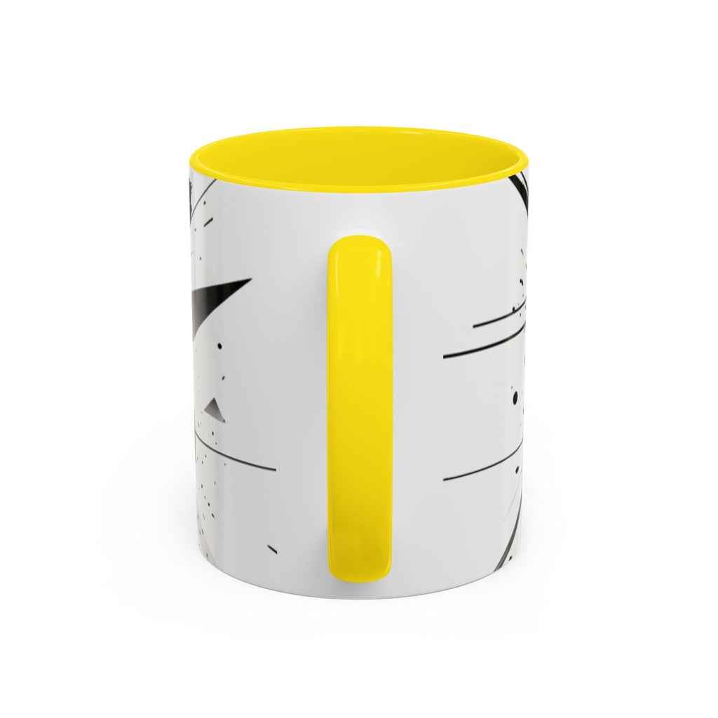 Abstract Black Brushstroke Accent Coffee Mug — Modern Monochrome Ceramic