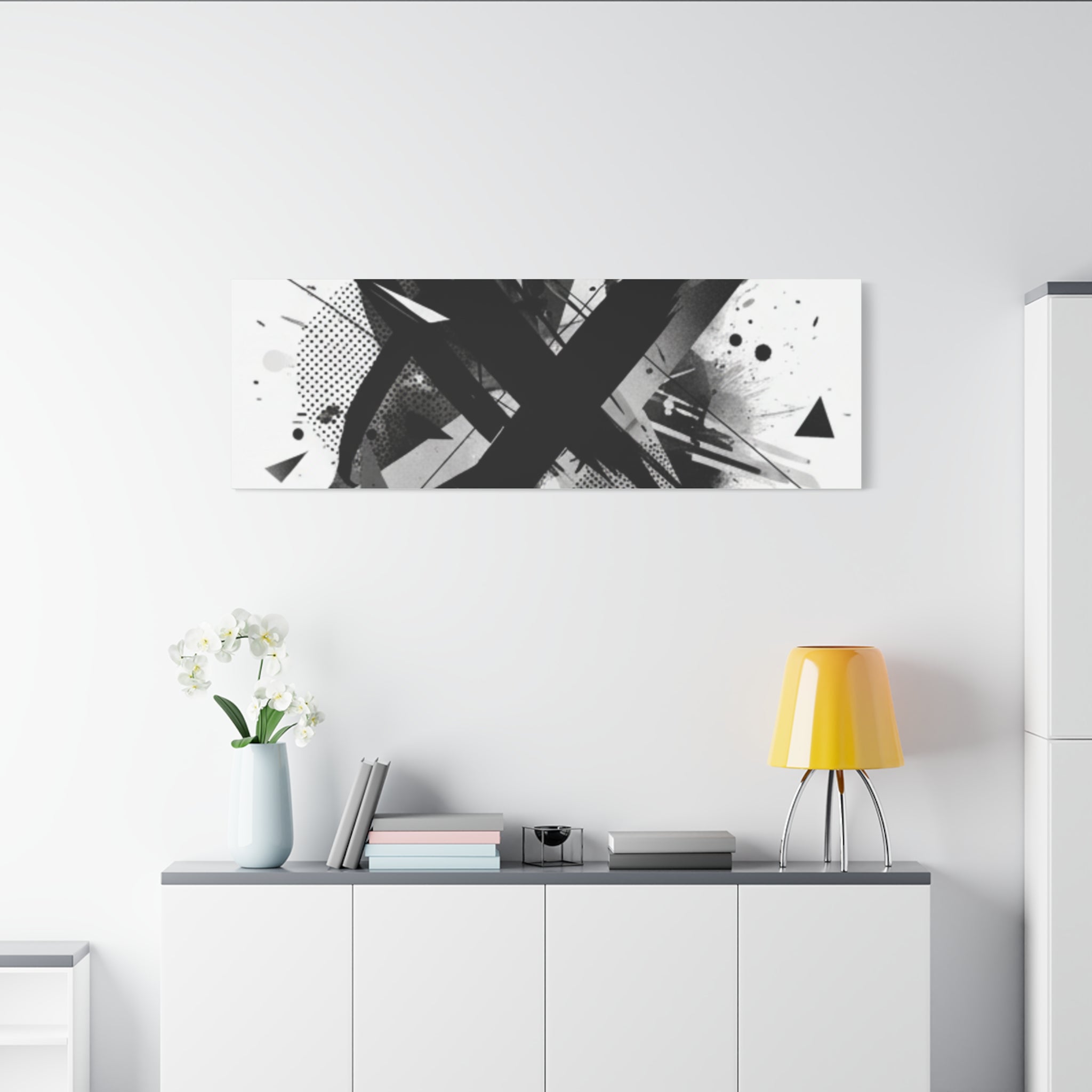 Abstract Black Brushstroke Canvas Wall Art — Modern Monochrome Home Decor