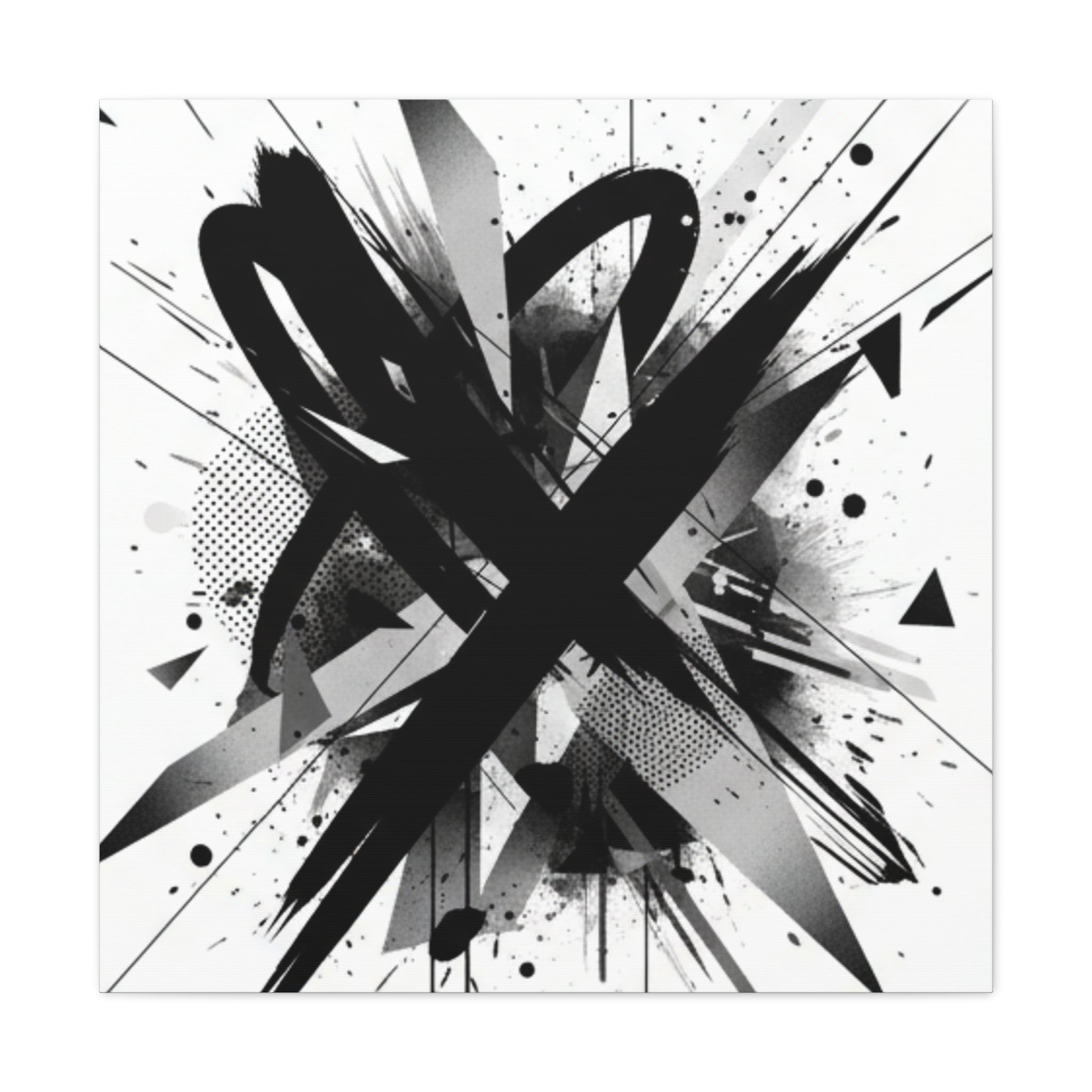Abstract Black Brushstroke Canvas Wall Art — Modern Monochrome Home Decor