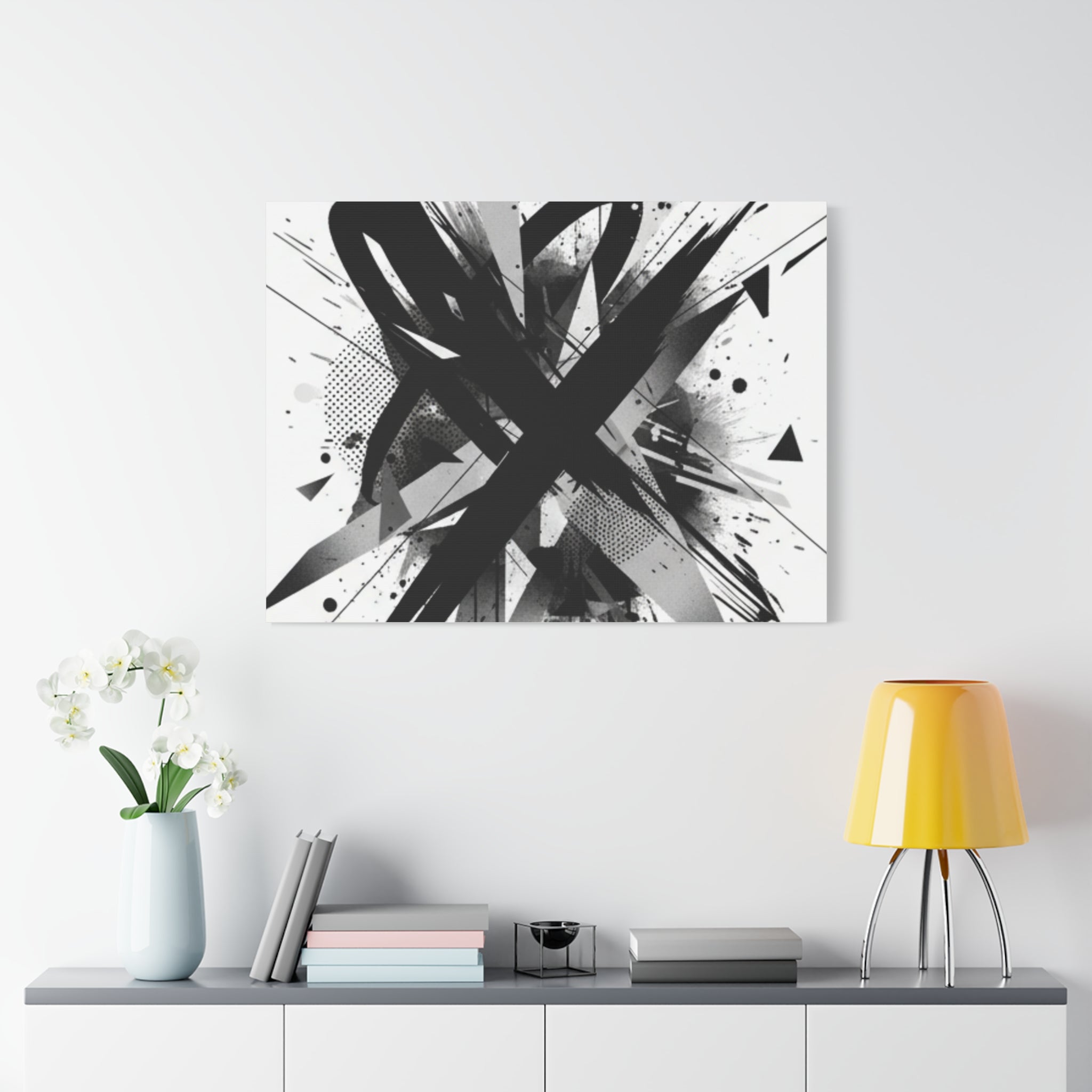 Abstract Black Brushstroke Canvas Wall Art — Modern Monochrome Home Decor