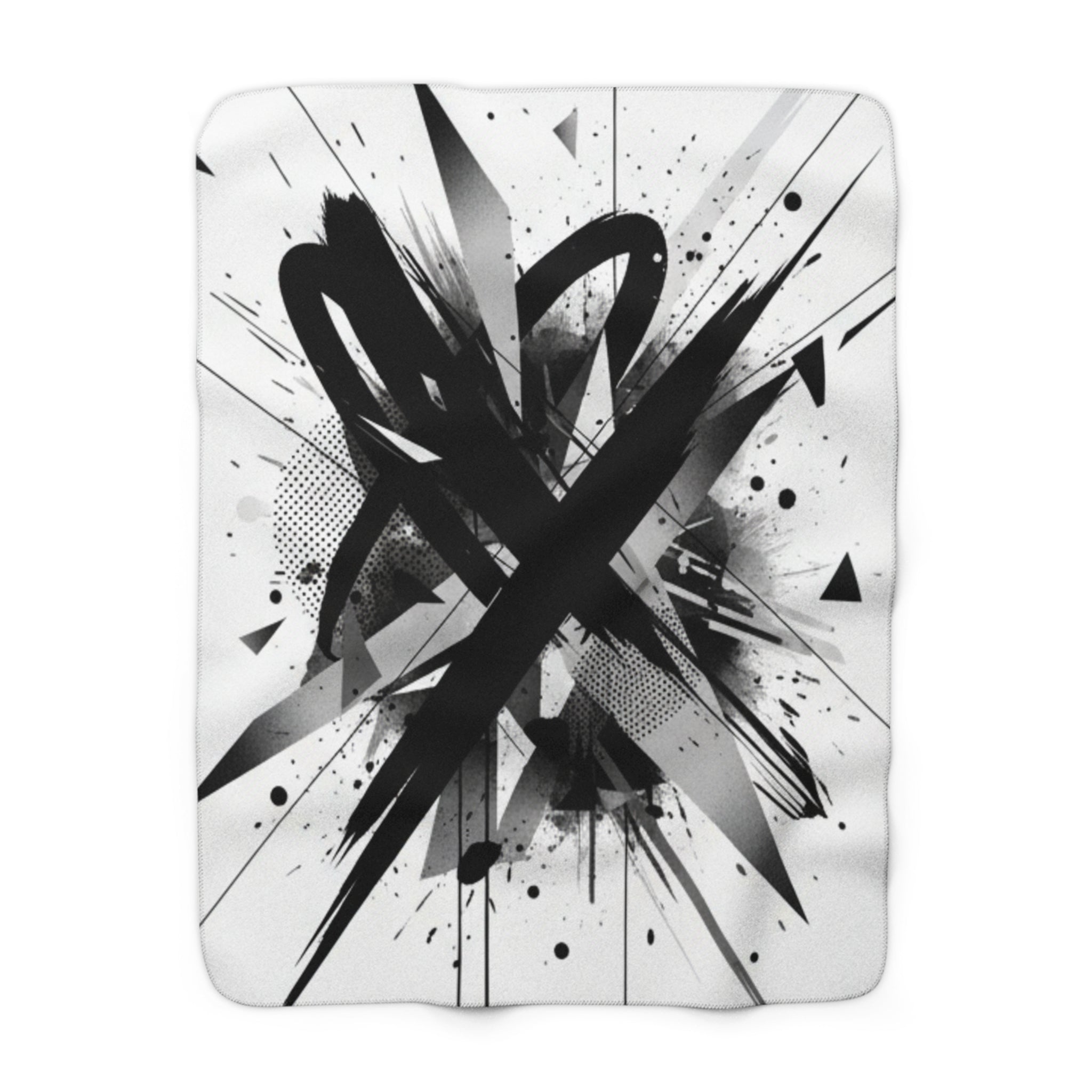 Abstract Black Ink Splash Sherpa Fleece Blanket — Modern Graffiti Throw