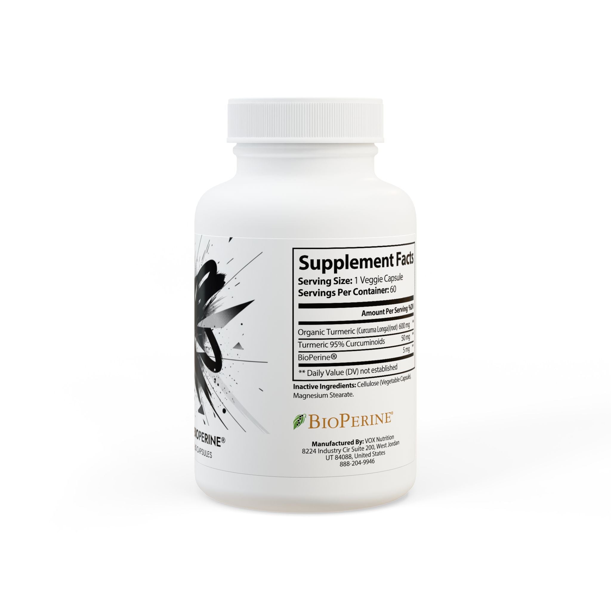 Turmeric with BioPerine® (Black Pepper Fruit Extract) Supplement (60 Capsules)