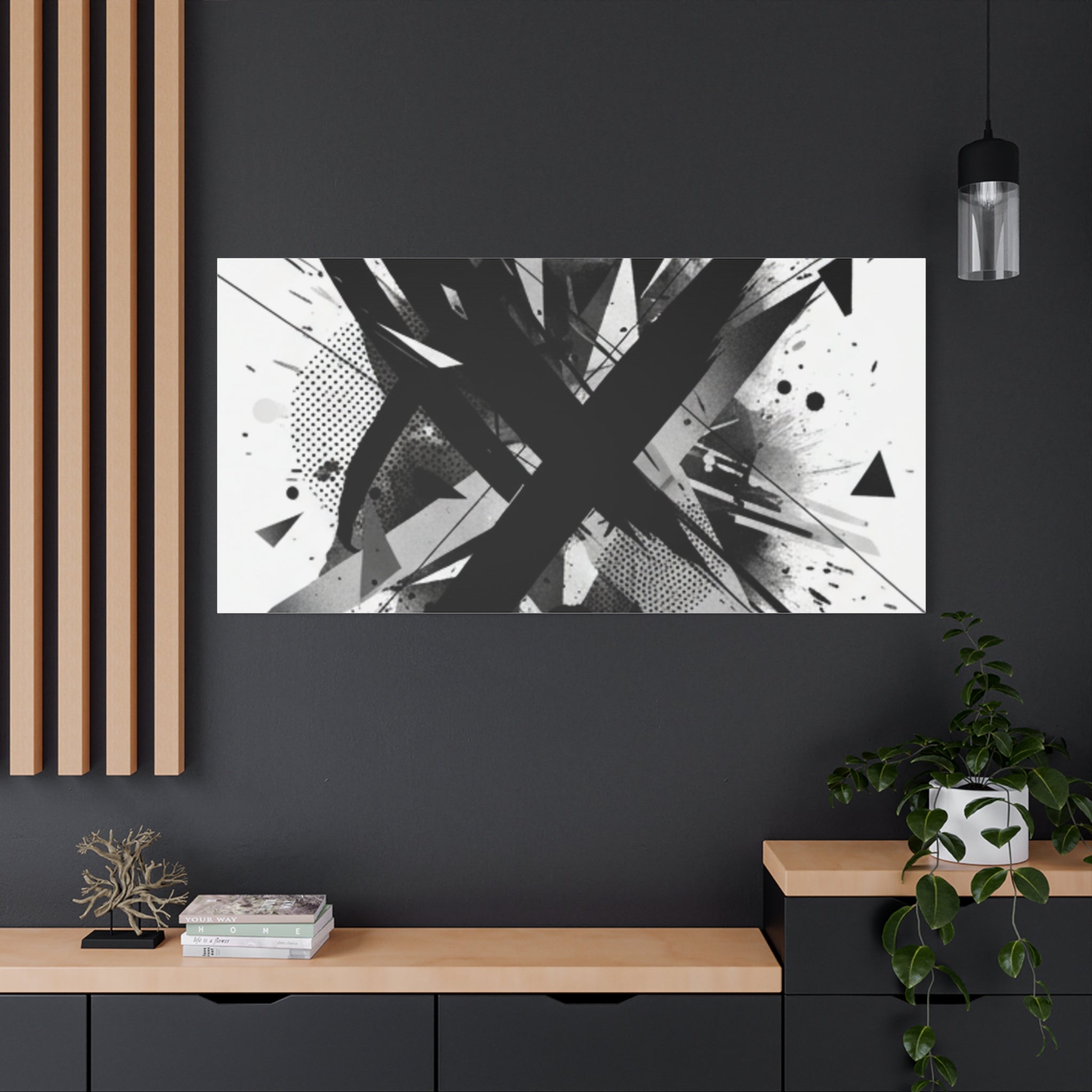 Abstract Black Brushstroke Canvas Wall Art — Modern Monochrome Home Decor