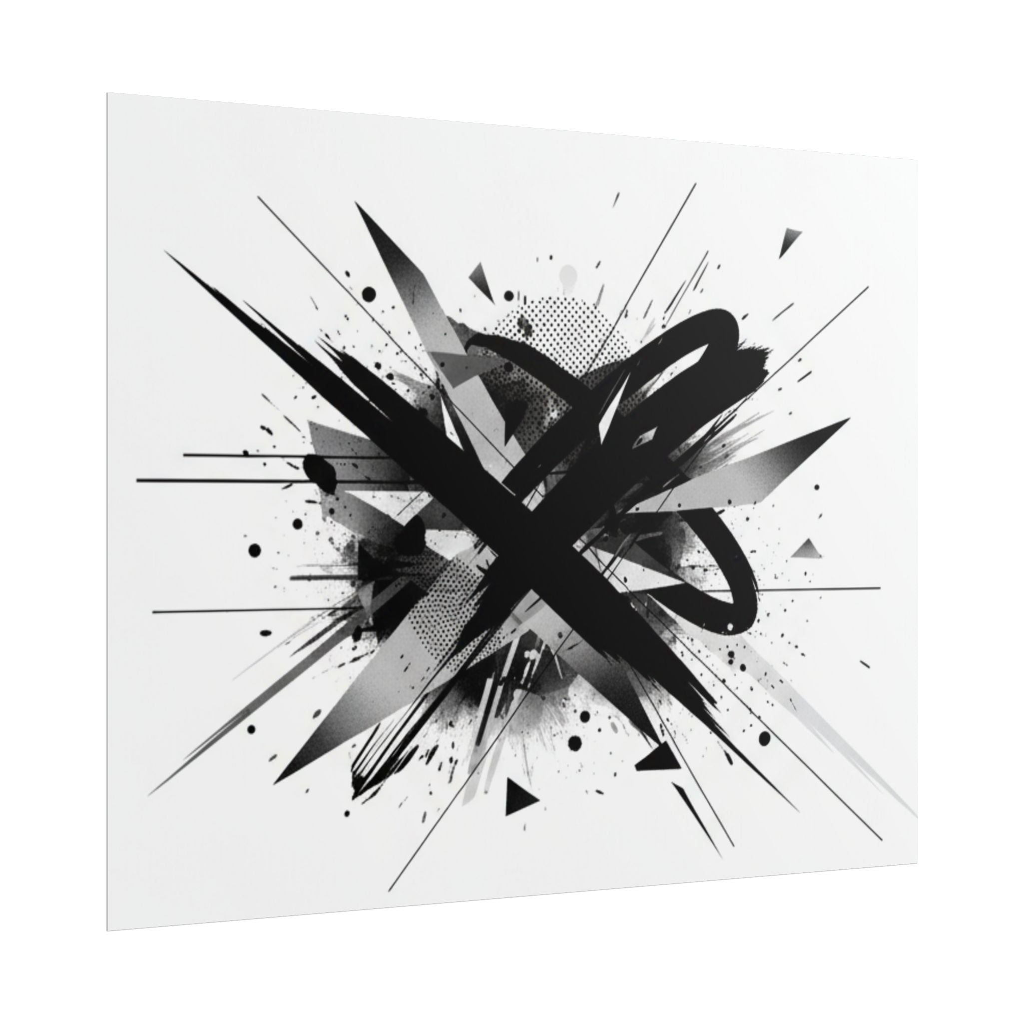 Abstract Black Graffiti Art Poster — Rolled Modern Wall Print