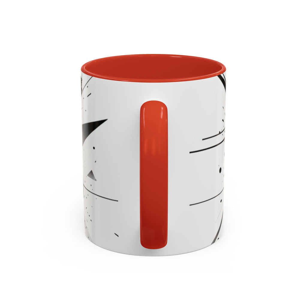 Abstract Black Brushstroke Accent Coffee Mug — Modern Monochrome Ceramic