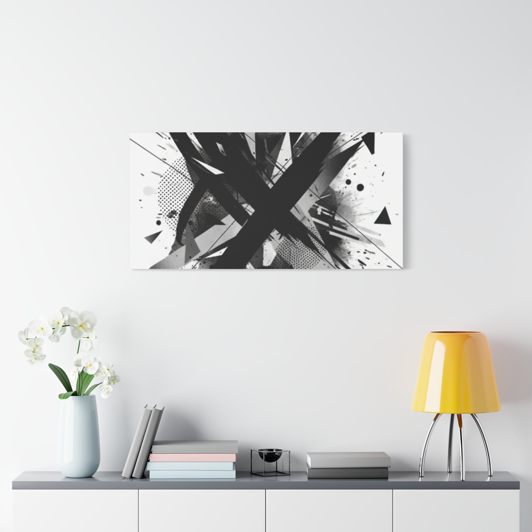 Abstract Black Brushstroke Canvas Wall Art — Modern Monochrome Home Decor