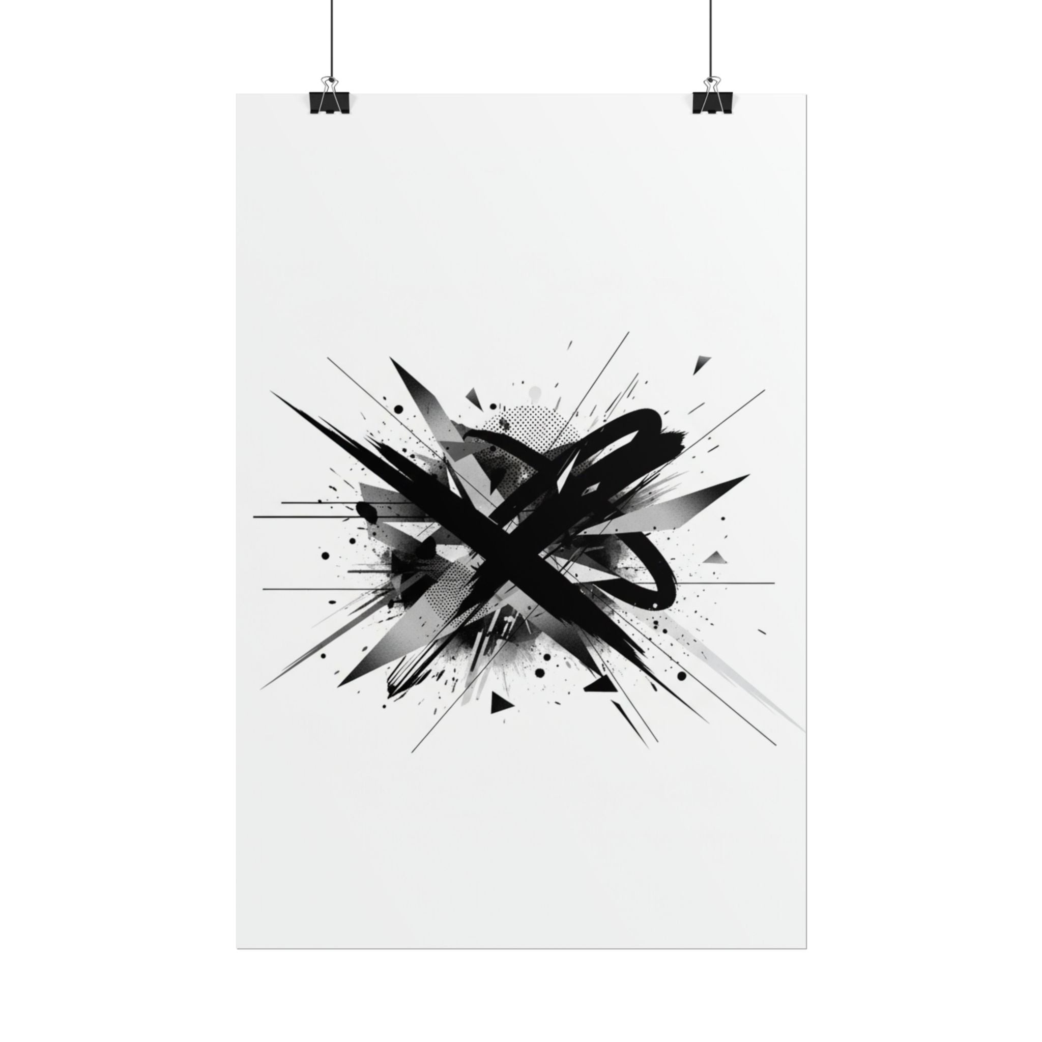 Abstract Black Graffiti Art Poster — Rolled Modern Wall Print
