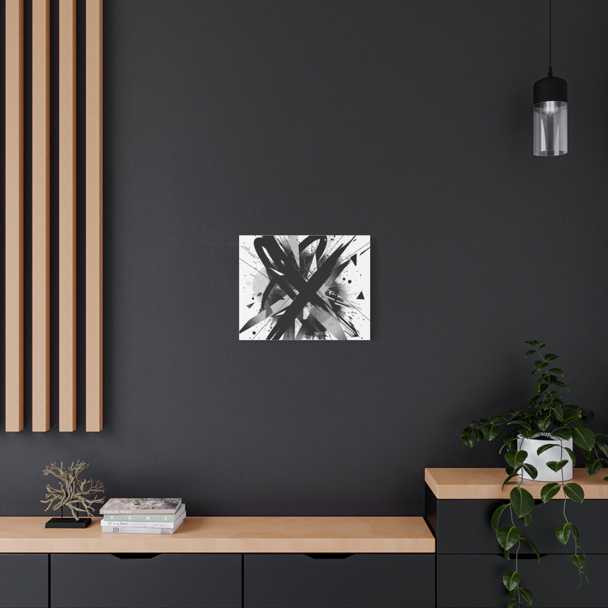 Abstract Black Brushstroke Canvas Wall Art — Modern Monochrome Home Decor