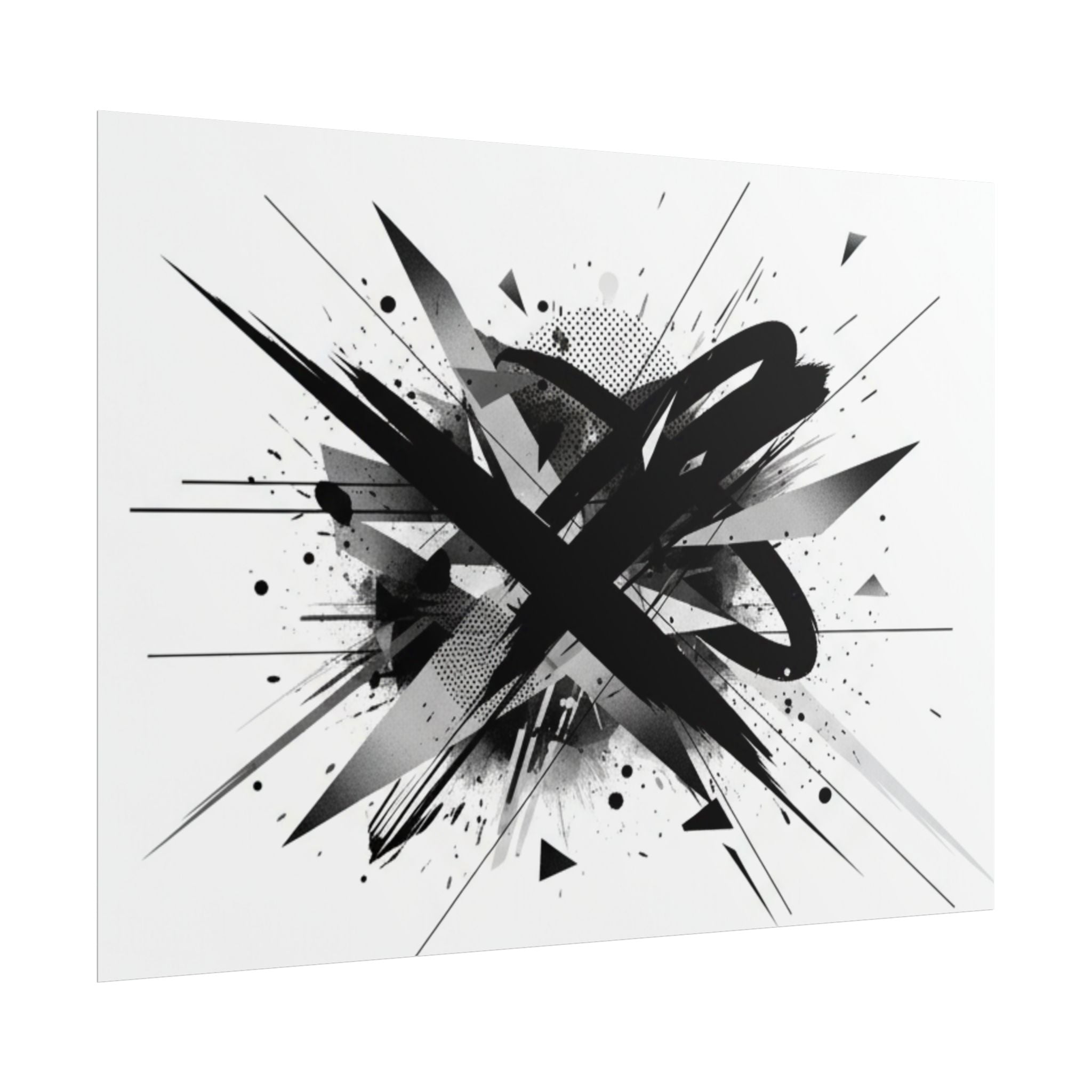 Abstract Black Graffiti Art Poster — Rolled Modern Wall Print