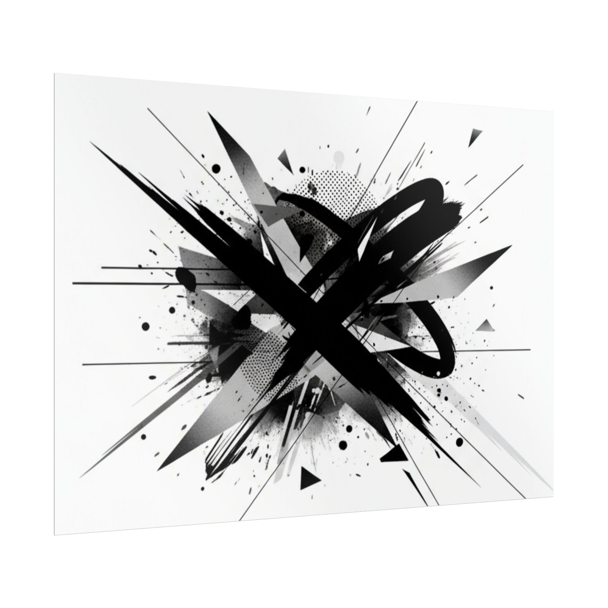 Abstract Black Graffiti Art Poster — Rolled Modern Wall Print