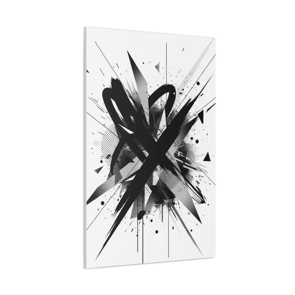 Abstract Black Brushstroke Canvas Wall Art — Modern Monochrome Home Decor