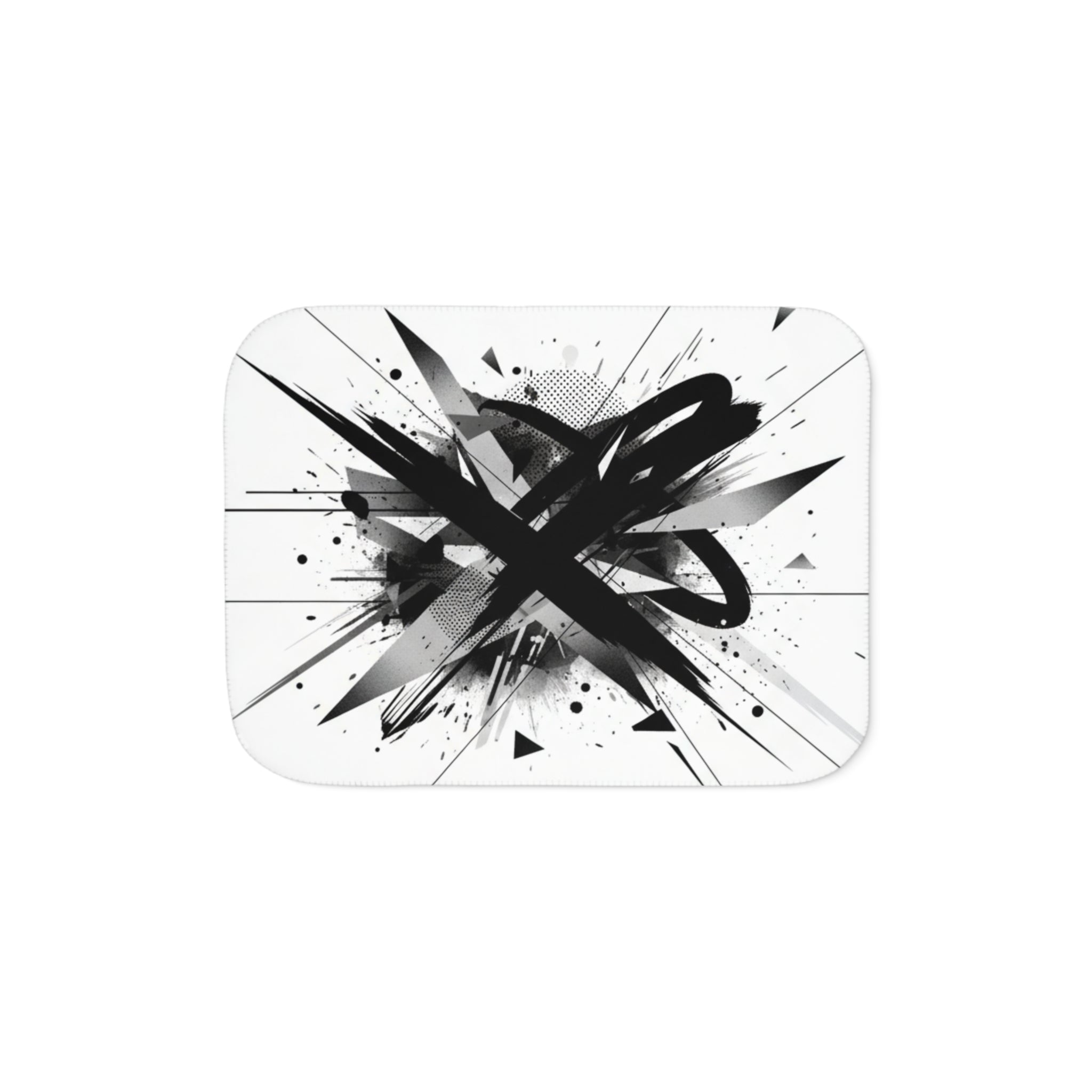 Abstract Black Ink Splash Sherpa Blanket — Two-Color Cozy Throw