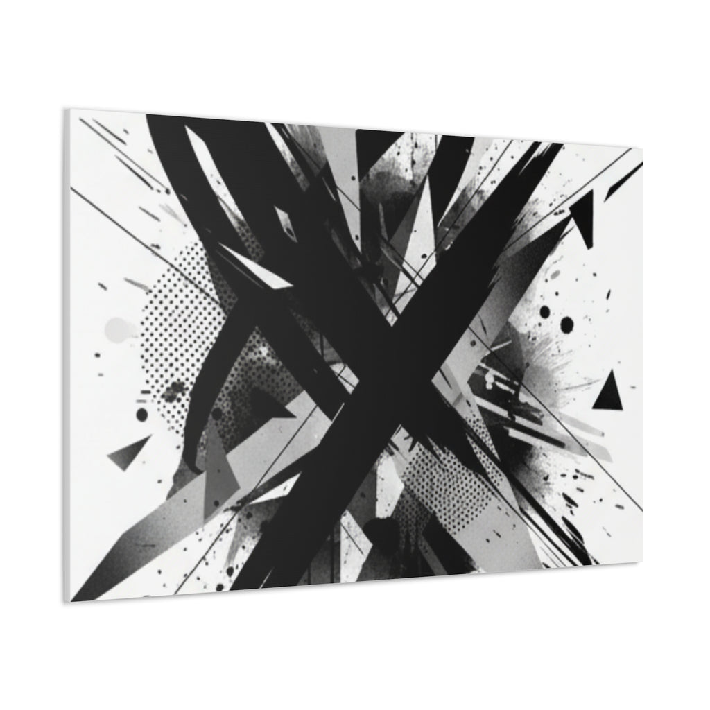 Abstract Black Brushstroke Canvas Wall Art — Modern Monochrome Home Decor
