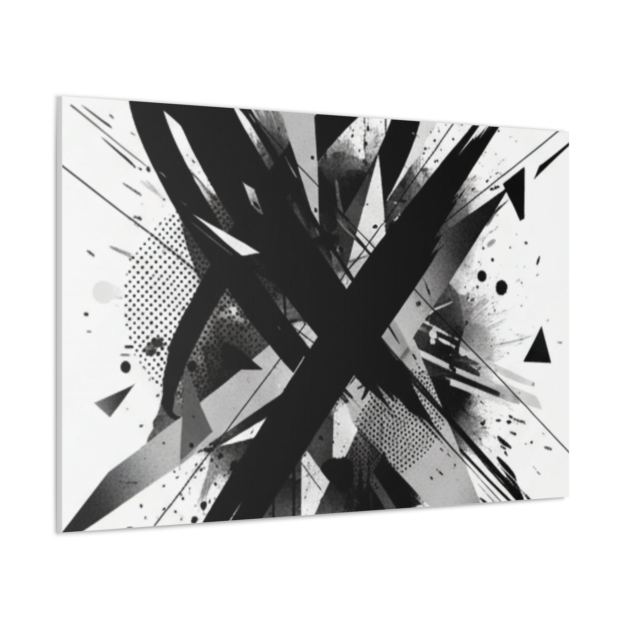 Abstract Black Brushstroke Canvas Wall Art — Modern Monochrome Home Decor