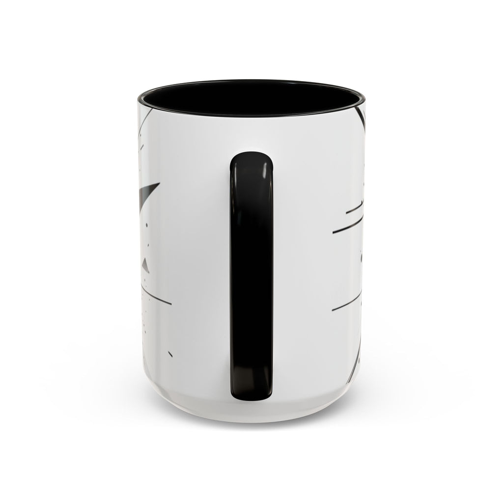 Abstract Black Brushstroke Accent Coffee Mug — Modern Monochrome Ceramic