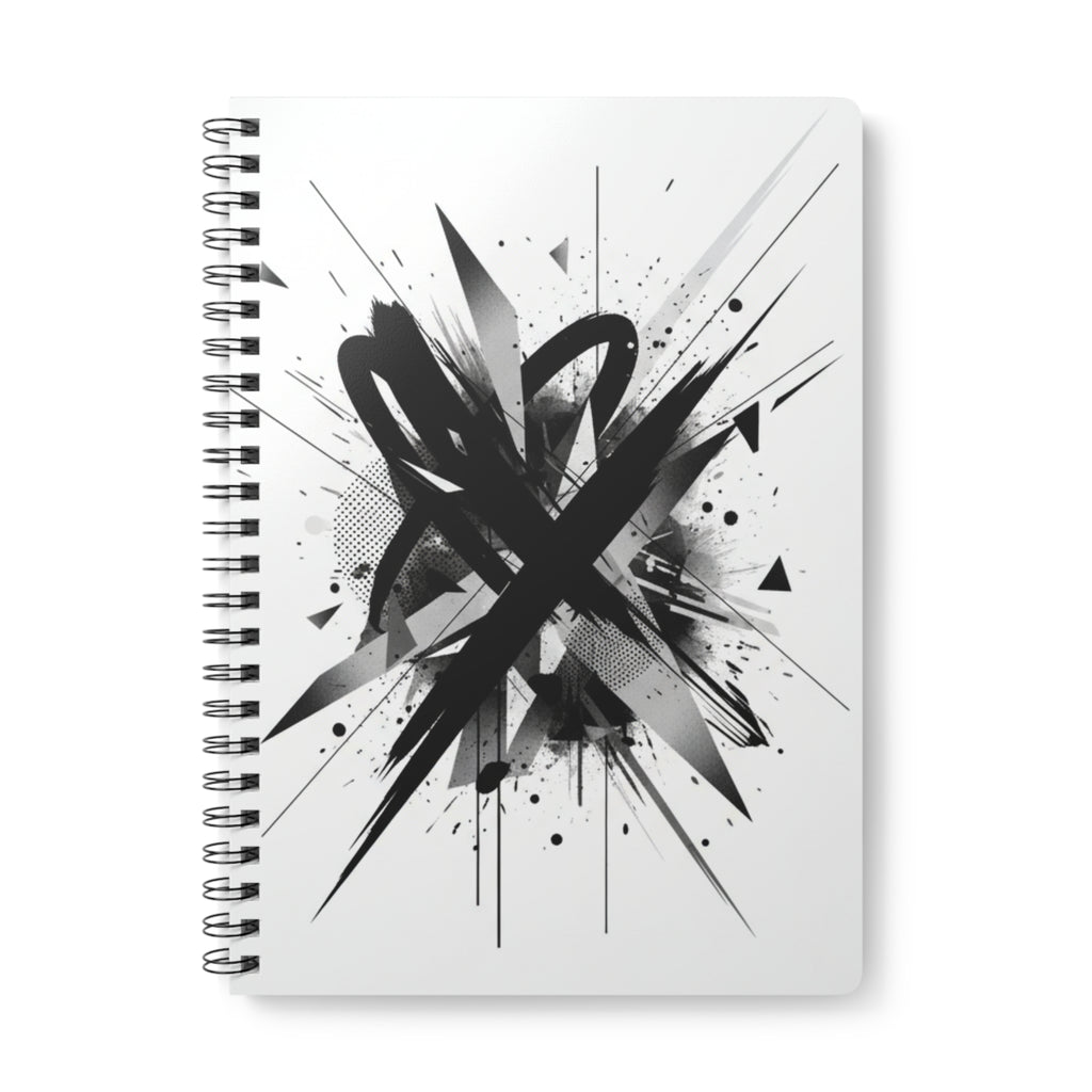 Abstract Ink Splash A5 Wirobound Notebook — Graphic Black Sketch Journal