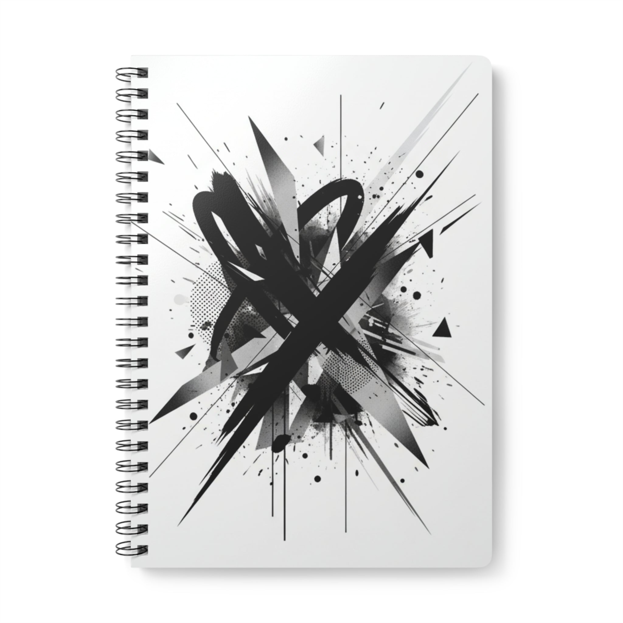 Abstract Ink Splash A5 Wirobound Notebook — Graphic Black Sketch Journal
