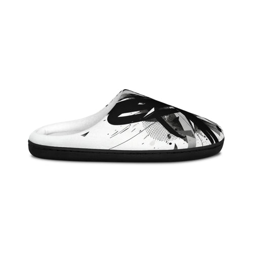 Abstract Black Brushstroke Women's Indoor Slippers - Cozy Slip-On House Shoes