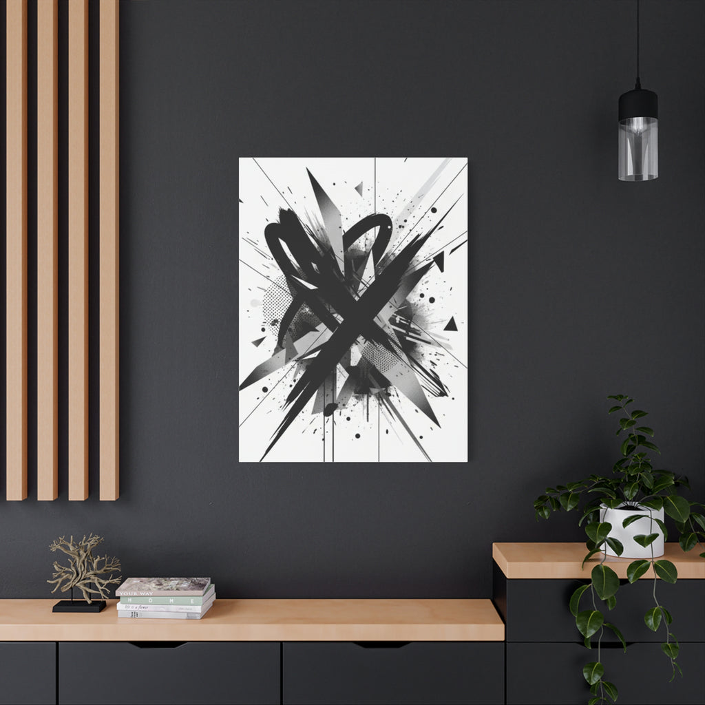 Abstract Black Brushstroke Canvas Wall Art — Modern Monochrome Home Decor