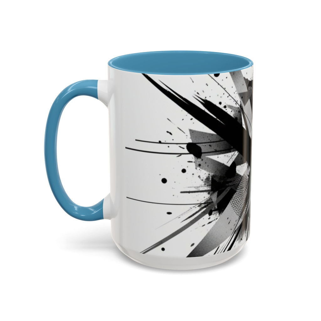 Abstract Black Brushstroke Accent Coffee Mug — Modern Monochrome Ceramic