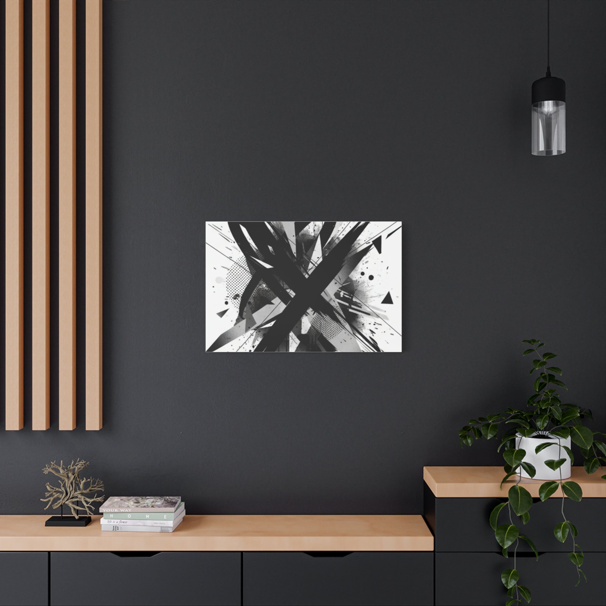 Abstract Black Brushstroke Canvas Wall Art — Modern Monochrome Home Decor