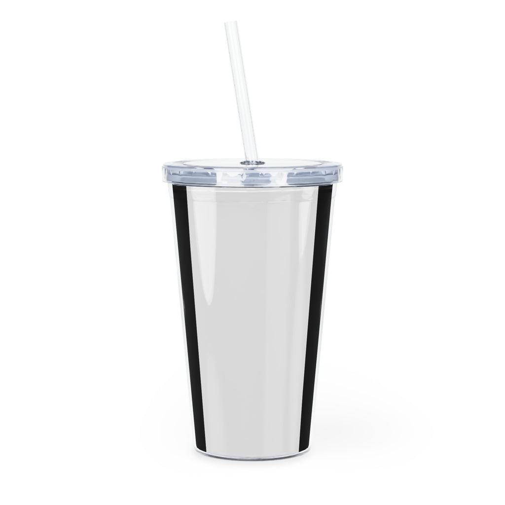 Bearded Man’s Woodshop Tumbler with Straw — Black Logo Drink Cup