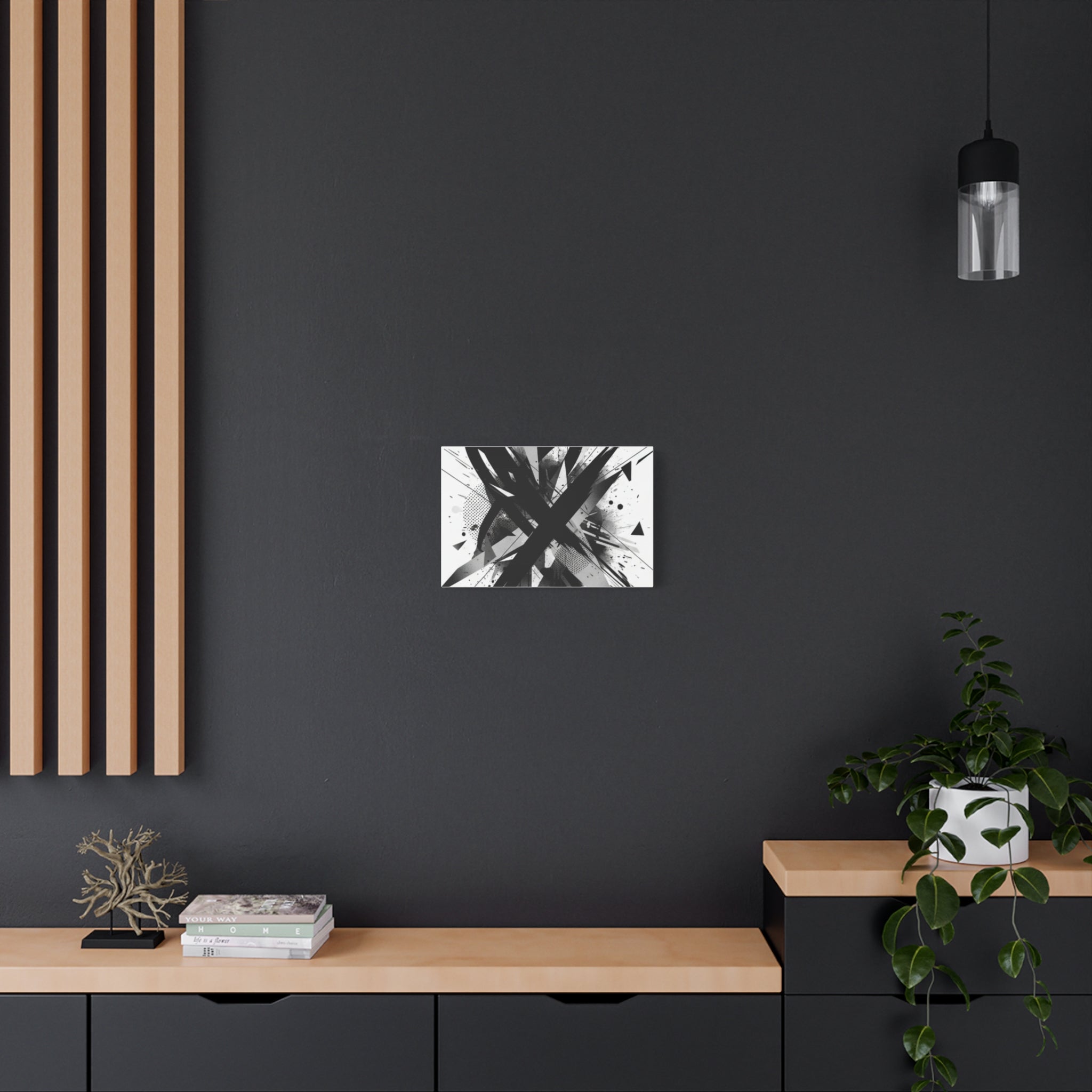 Abstract Black Brushstroke Canvas Wall Art — Modern Monochrome Home Decor