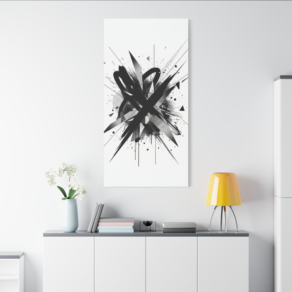 Abstract Black Brushstroke Canvas Wall Art — Modern Monochrome Home Decor