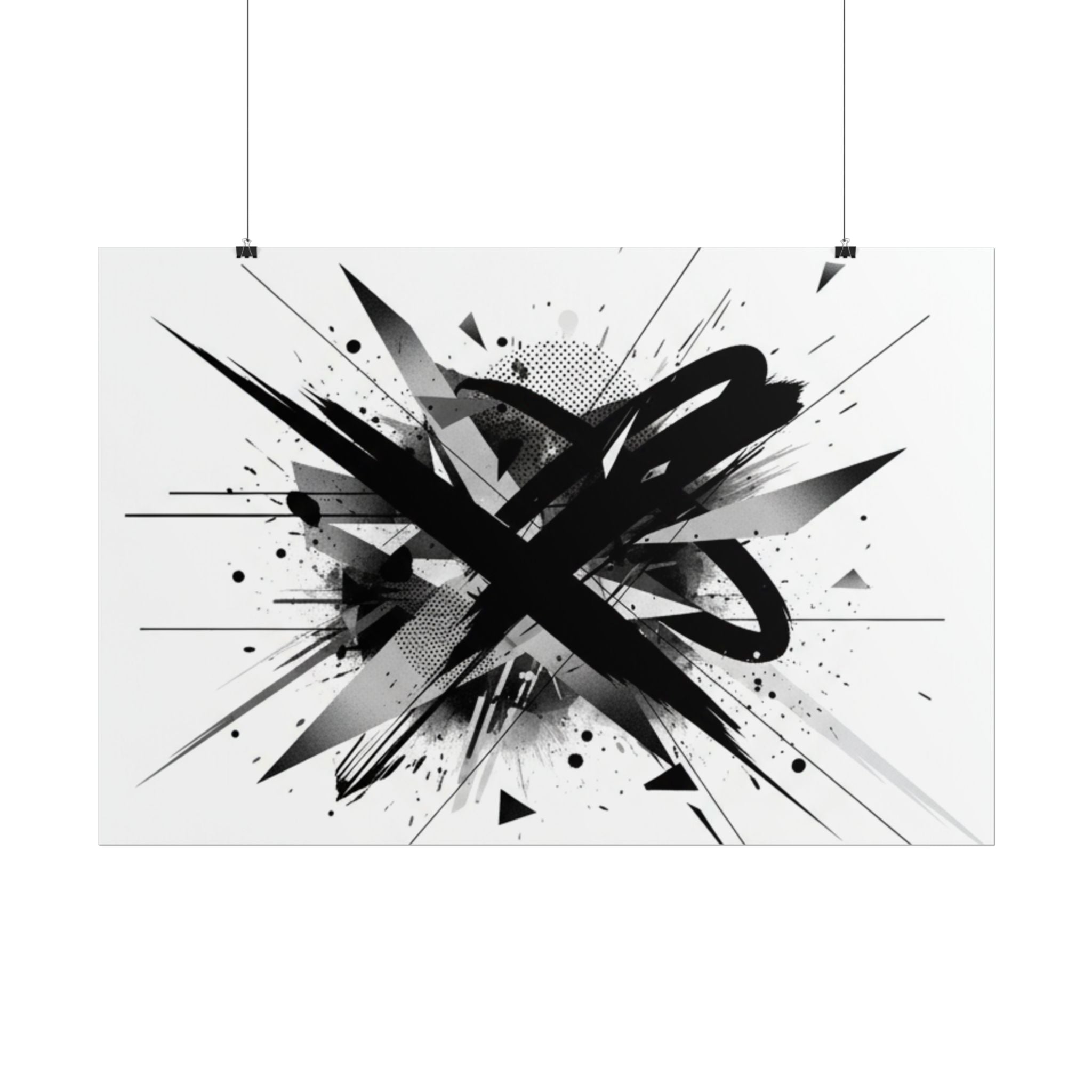 Abstract Black Graffiti Art Poster — Rolled Modern Wall Print
