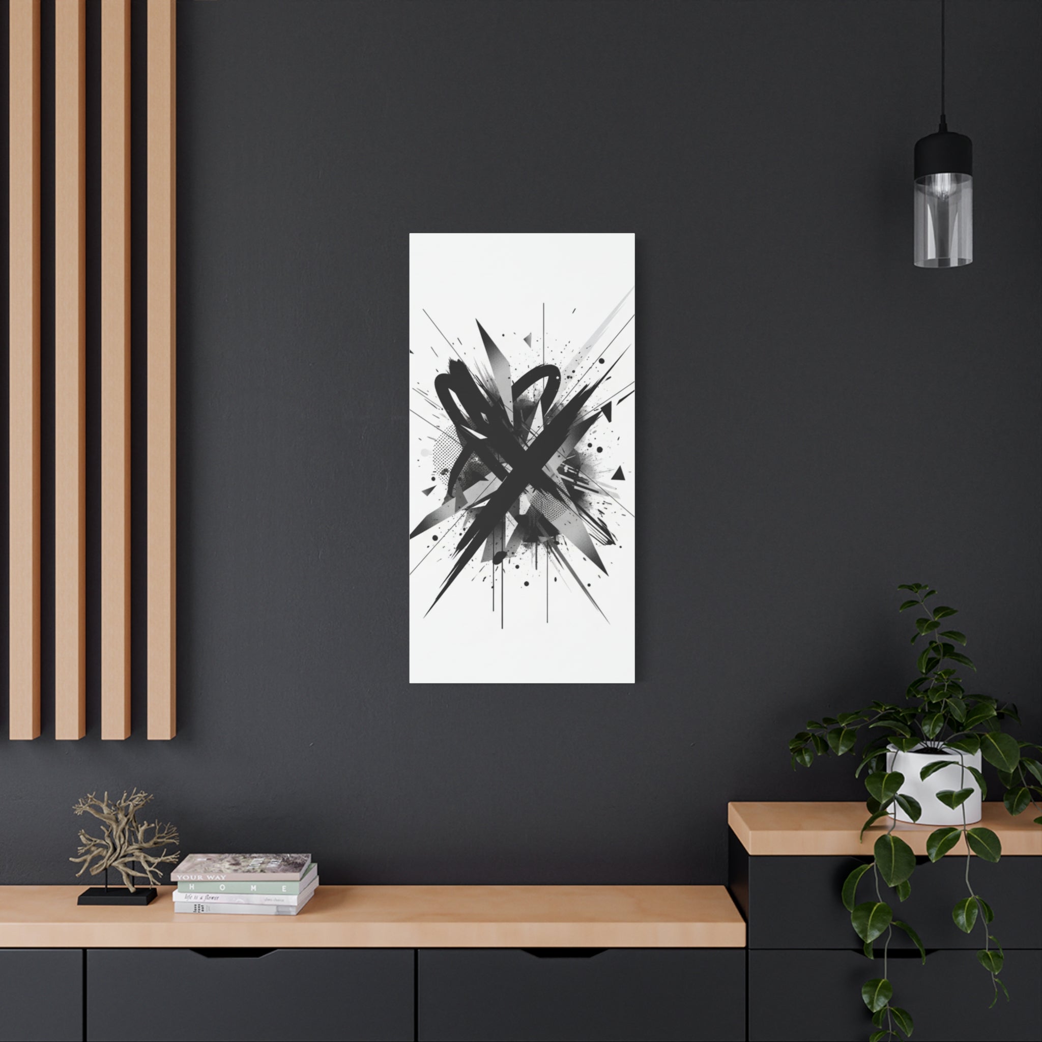 Abstract Black Brushstroke Canvas Wall Art — Modern Monochrome Home Decor