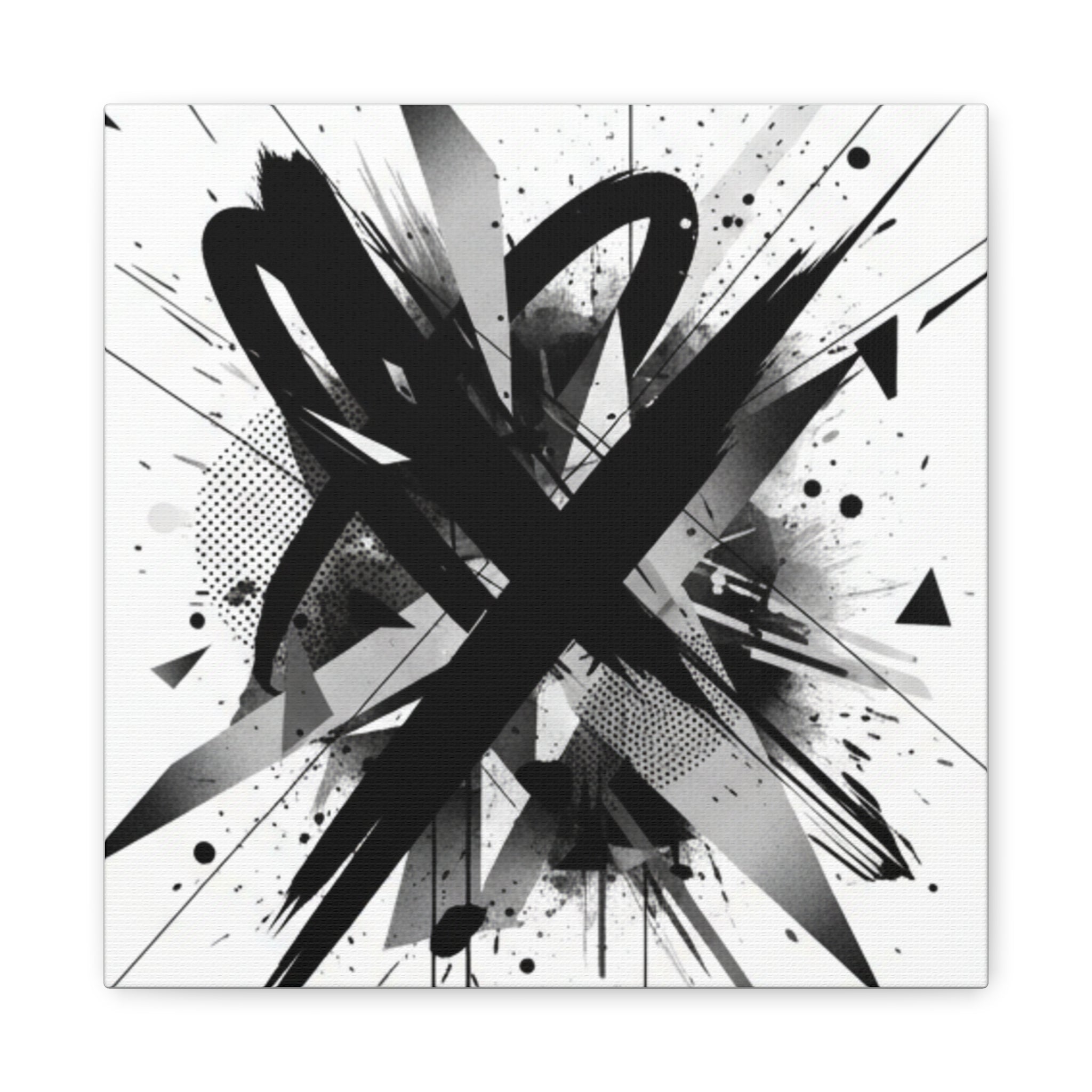 Abstract Black Brushstroke Canvas Wall Art — Modern Monochrome Home Decor