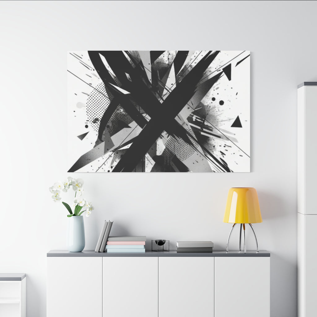 Abstract Black Brushstroke Canvas Wall Art — Modern Monochrome Home Decor