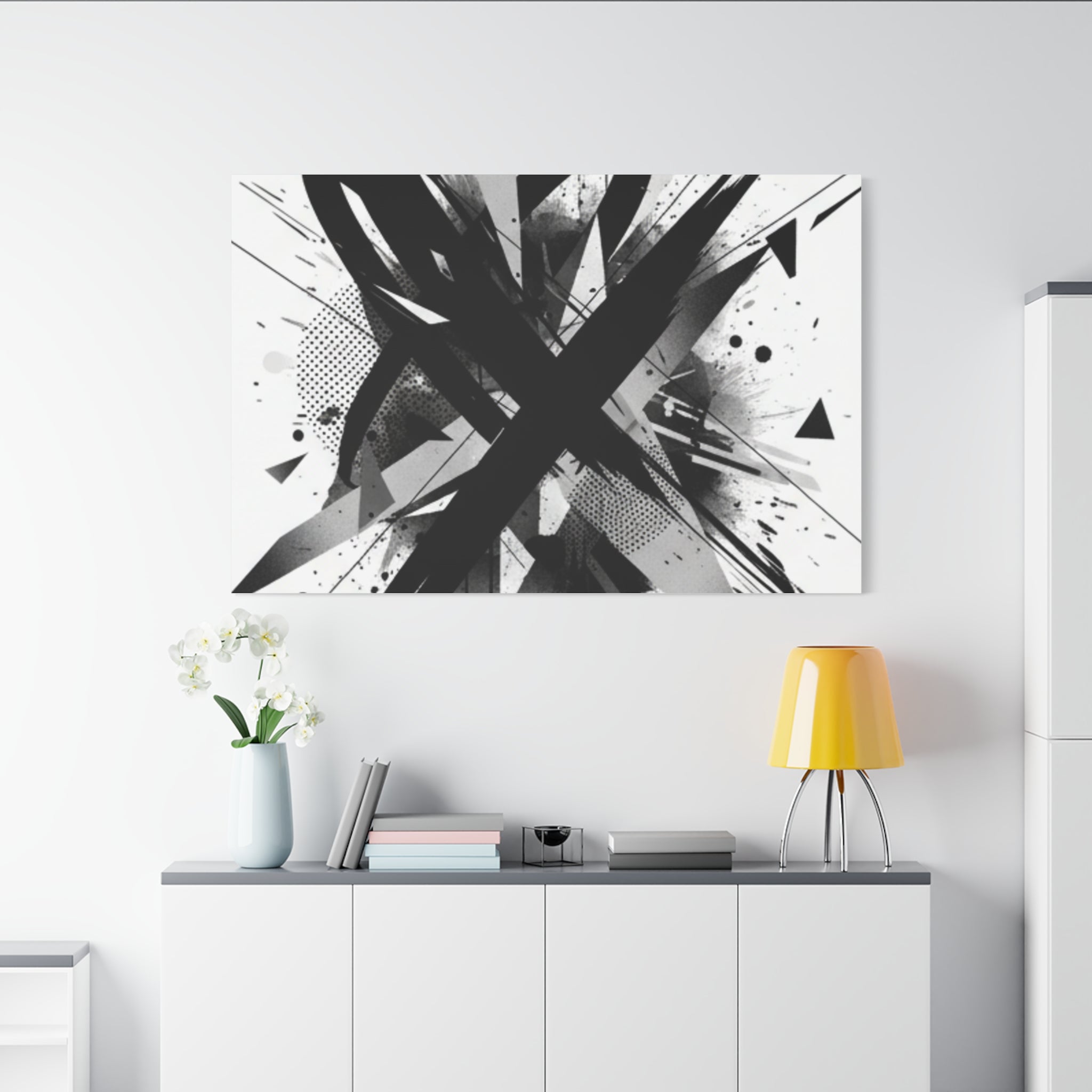 Abstract Black Brushstroke Canvas Wall Art — Modern Monochrome Home Decor