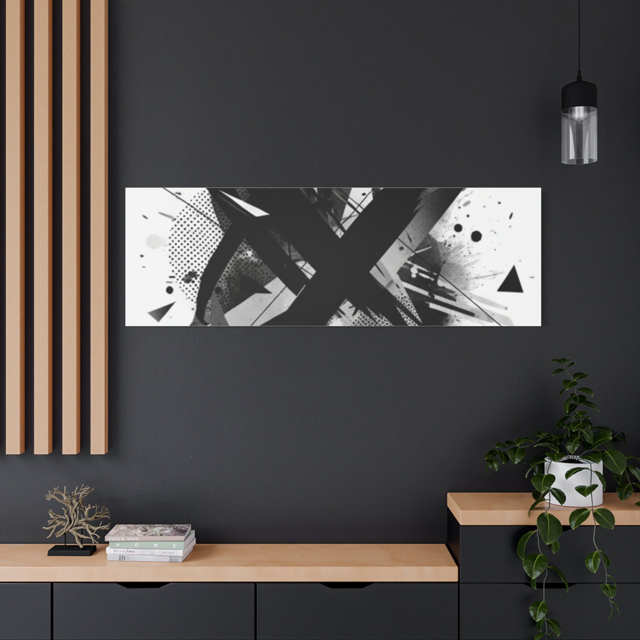 Abstract Black Brushstroke Canvas Wall Art — Modern Monochrome Home Decor