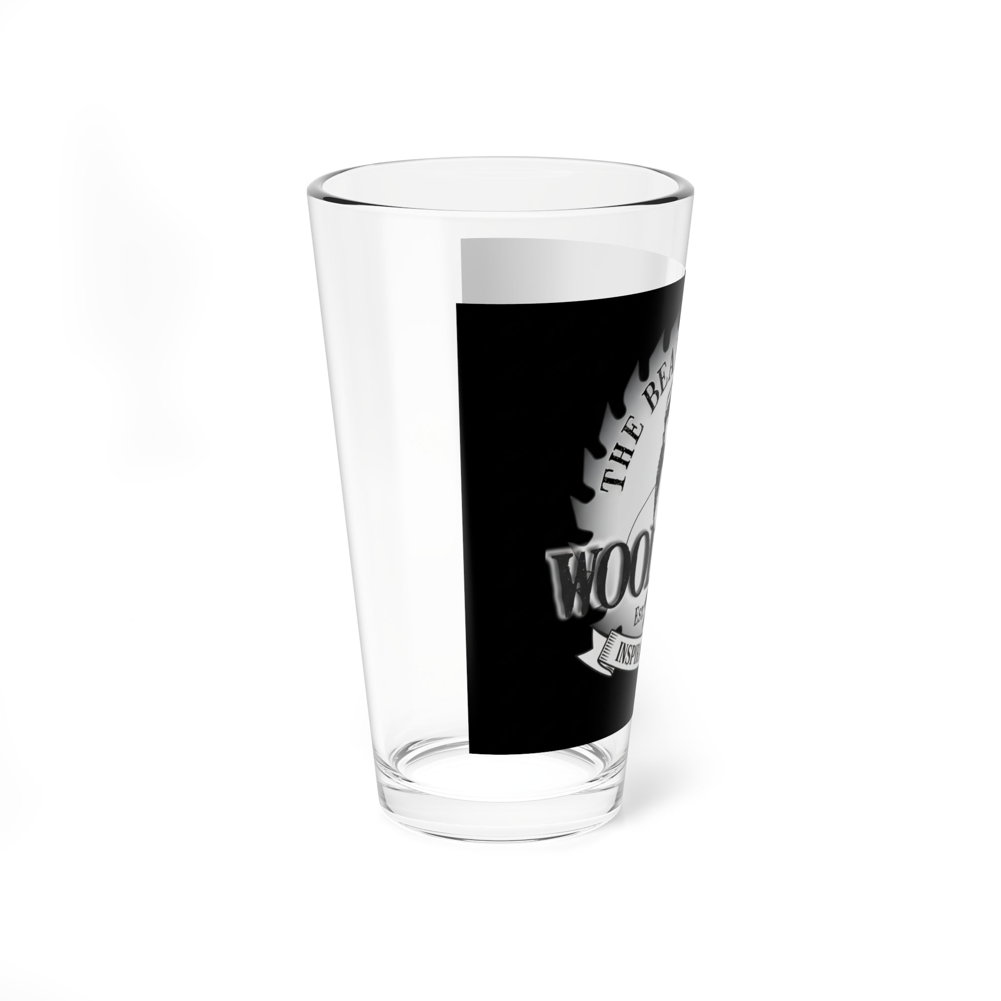 Woodshop Mixing Glass - 16oz "The Bearded Man" Logo Pint Glass