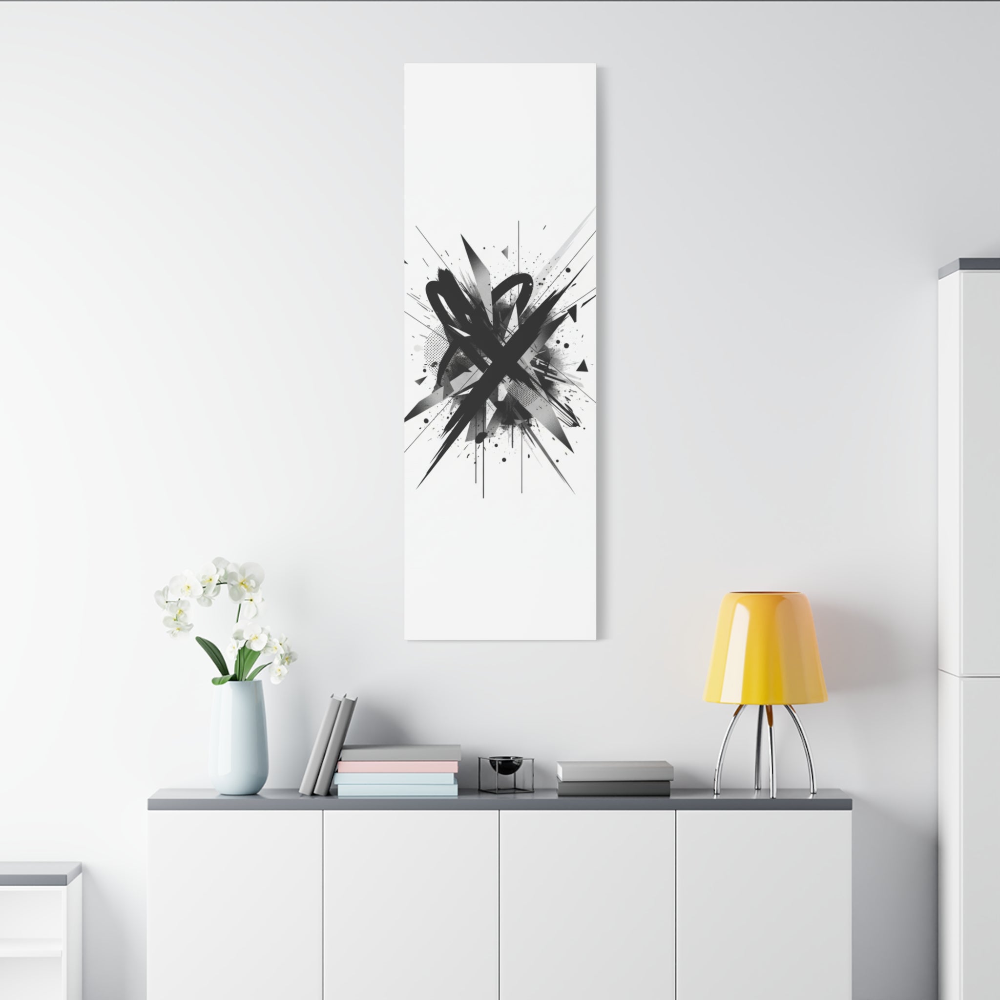 Abstract Black Brushstroke Canvas Wall Art — Modern Monochrome Home Decor