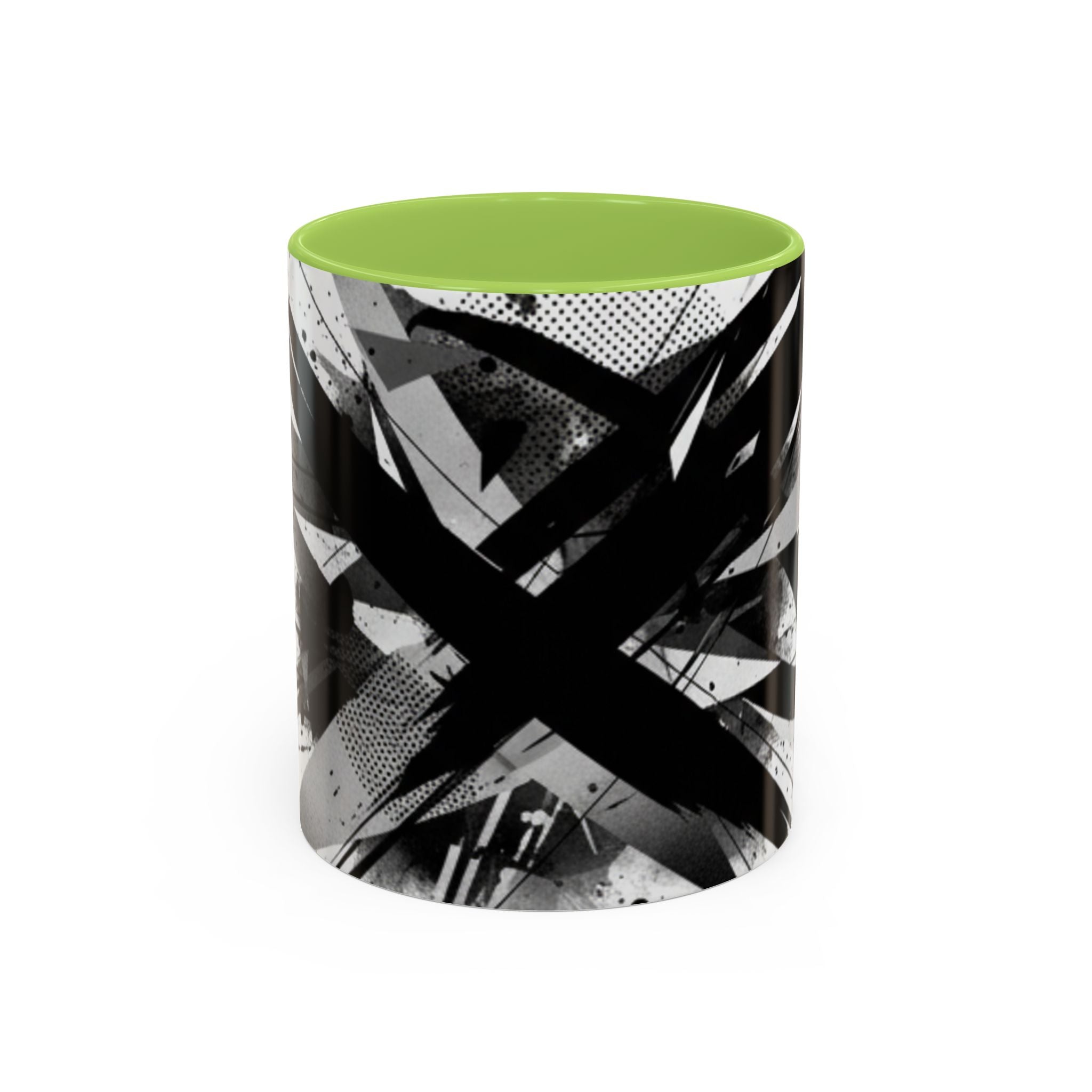 Abstract Black Brushstroke Accent Coffee Mug — Modern Monochrome Ceramic