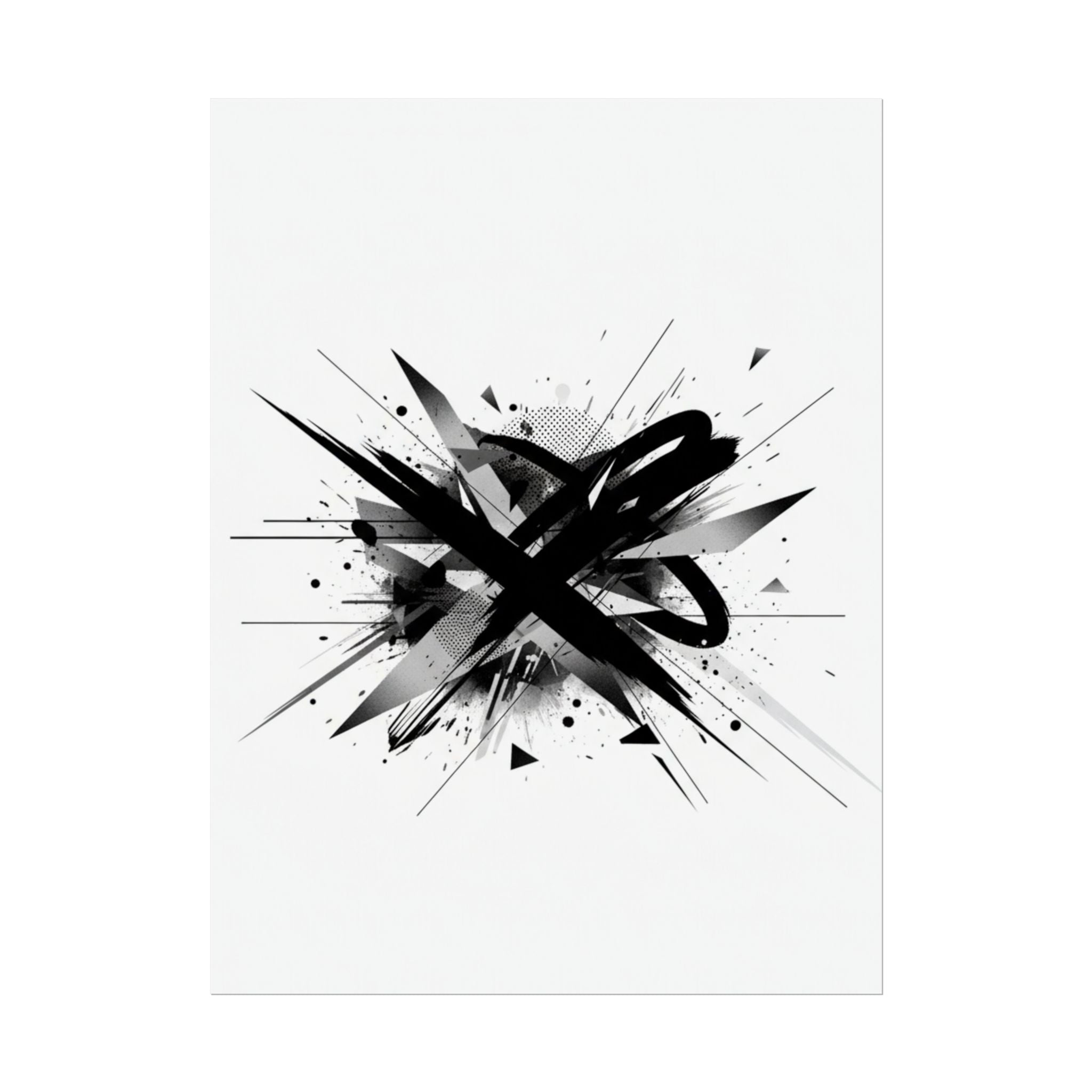Abstract Black Graffiti Art Poster — Rolled Modern Wall Print