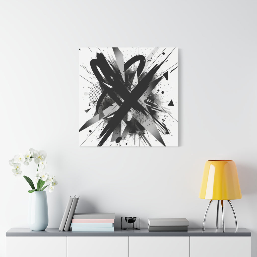 Abstract Black Brushstroke Canvas Wall Art — Modern Monochrome Home Decor