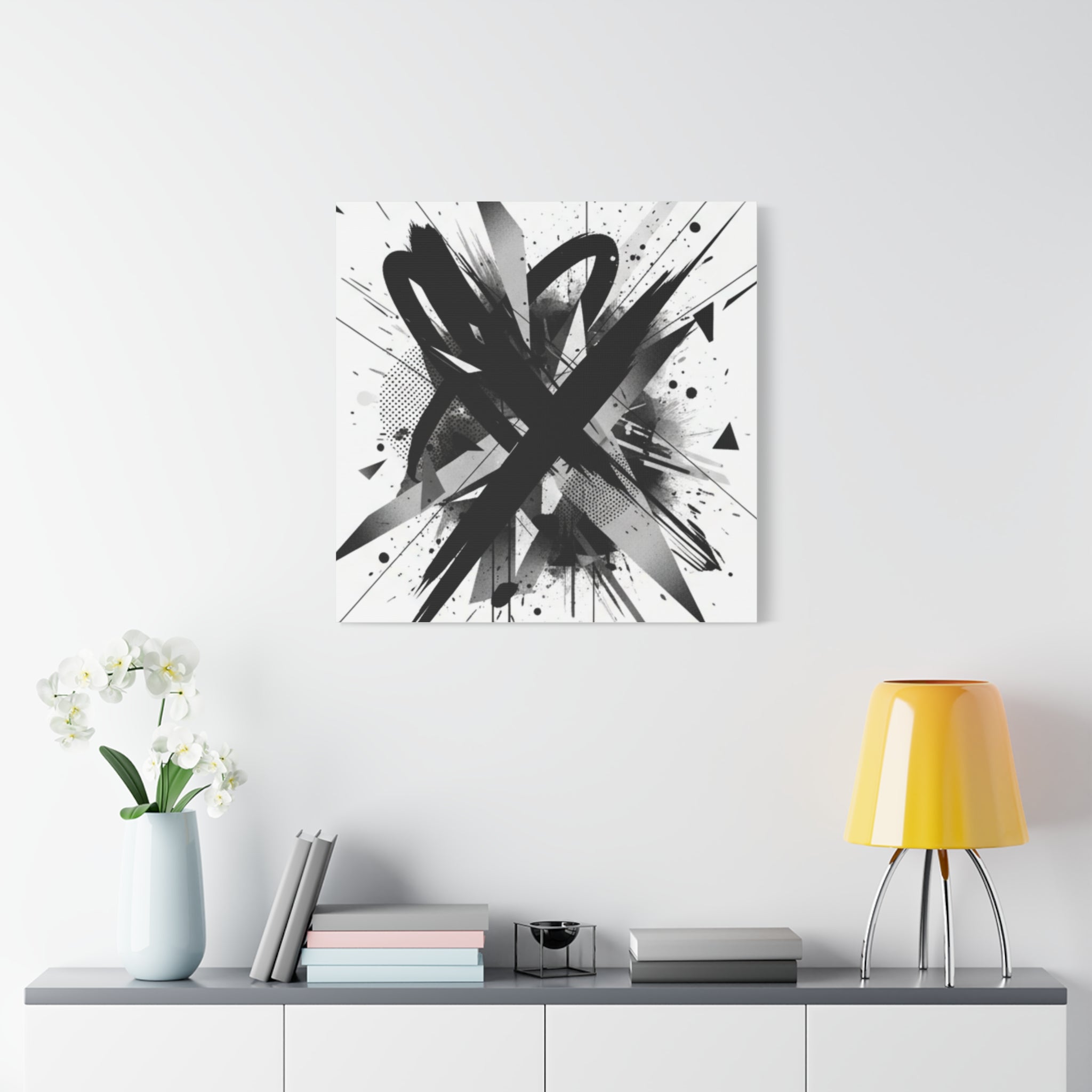Abstract Black Brushstroke Canvas Wall Art — Modern Monochrome Home Decor