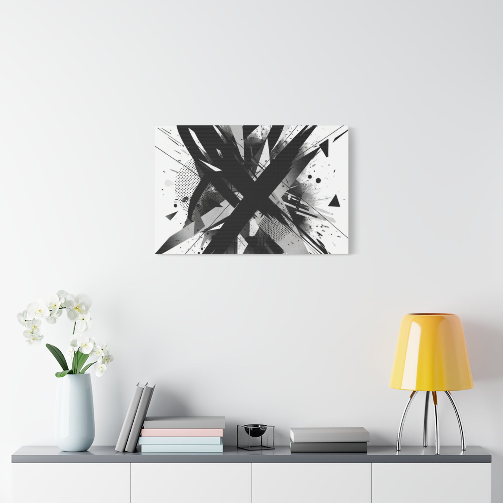 Abstract Black Brushstroke Canvas Wall Art — Modern Monochrome Home Decor