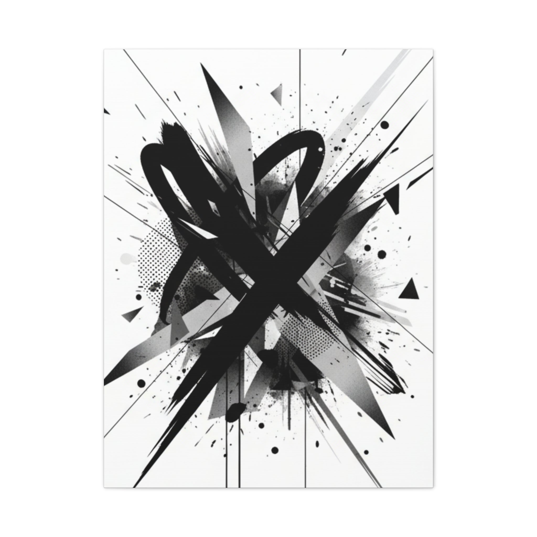 Abstract Black Brushstroke Canvas Wall Art — Modern Monochrome Home Decor