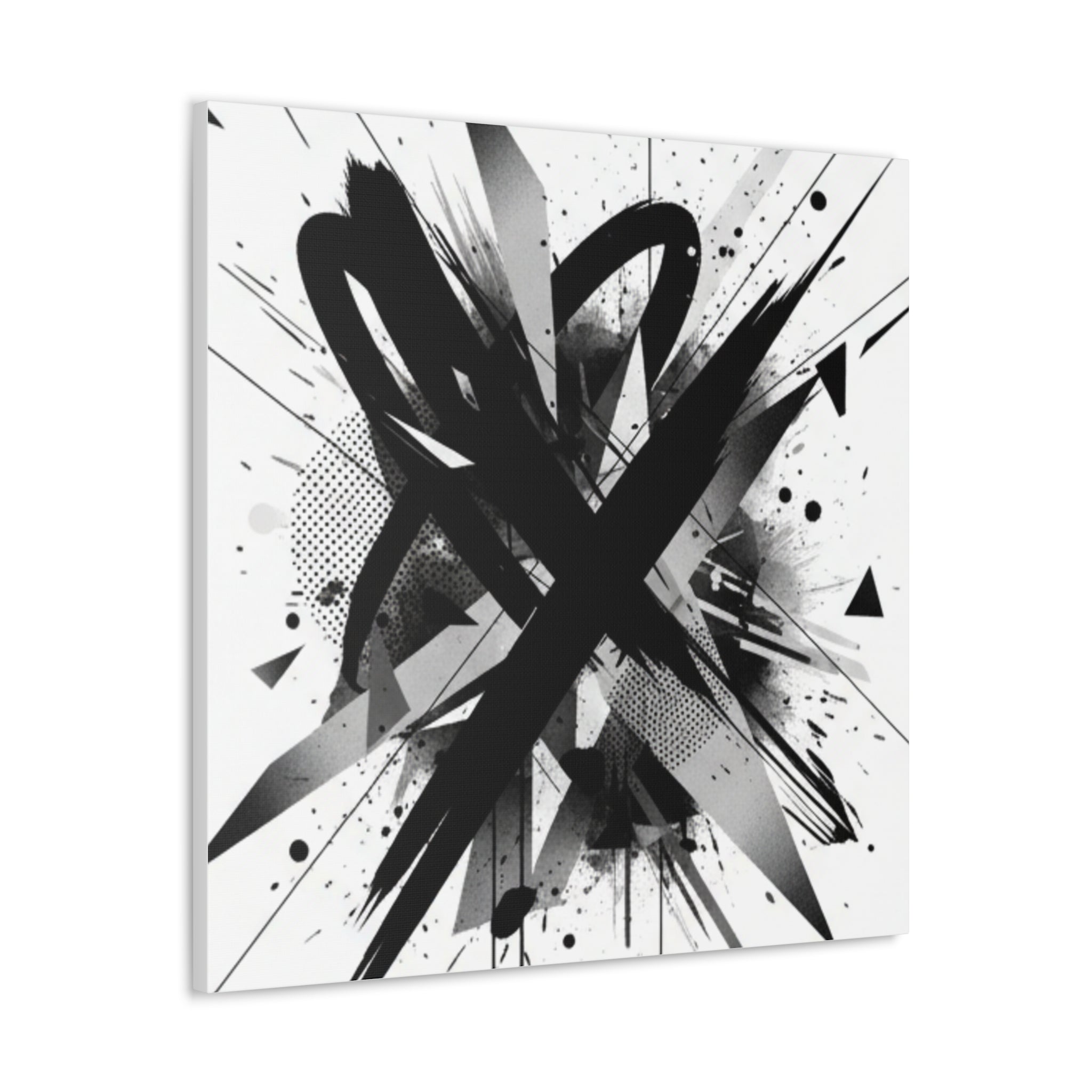 Abstract Black Brushstroke Canvas Wall Art — Modern Monochrome Home Decor