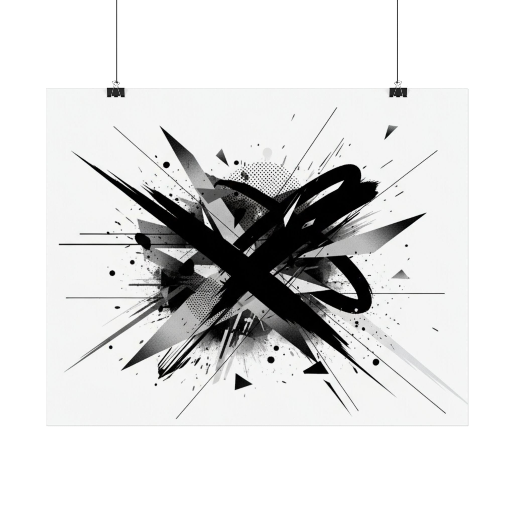Abstract Black Graffiti Art Poster — Rolled Modern Wall Print