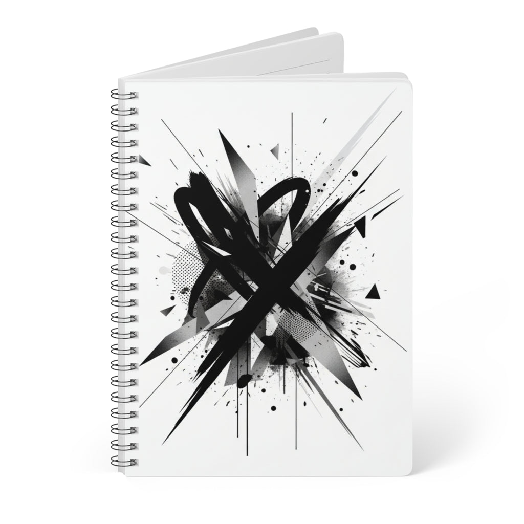 Abstract Ink Splash A5 Wirobound Notebook — Graphic Black Sketch Journal