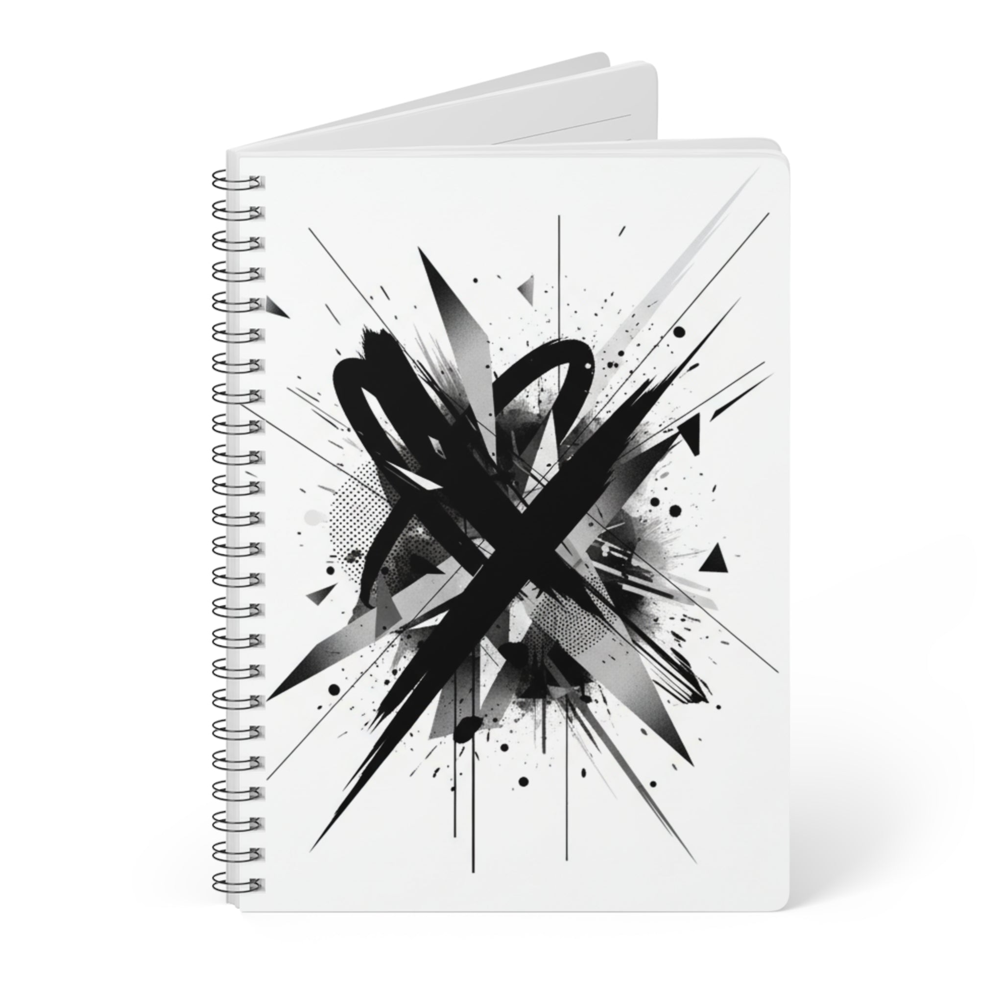 Abstract Ink Splash A5 Wirobound Notebook — Graphic Black Sketch Journal