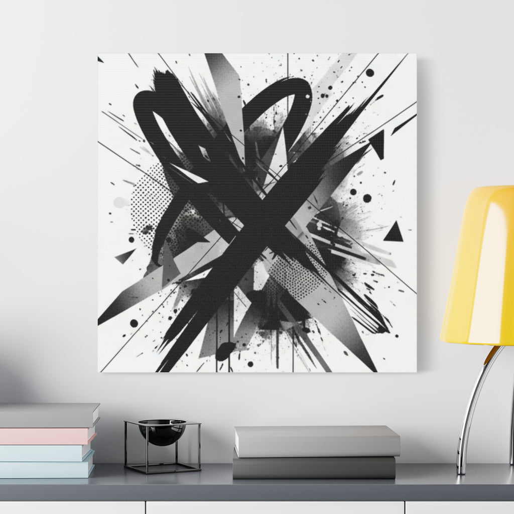 Abstract Black Brushstroke Canvas Wall Art — Modern Monochrome Home Decor